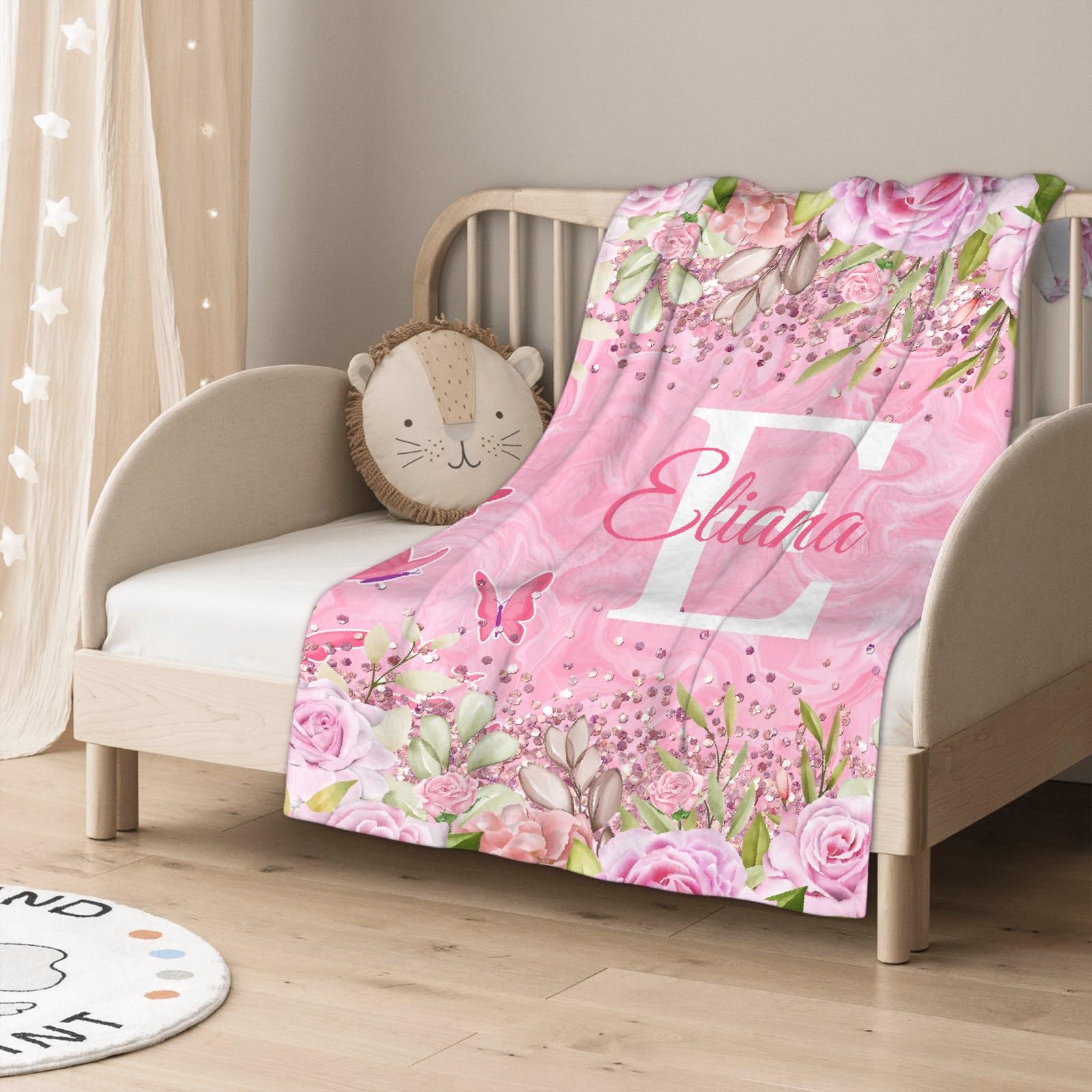 Personalized Baby Blankets for Girls & Boys - Custom Name Baby Blanket Gift | Soft Pink Butterfly Fleece Throw for Newborns | Nursery Bedding, Baby Shower Gift, Cozy Family Cuddle Time