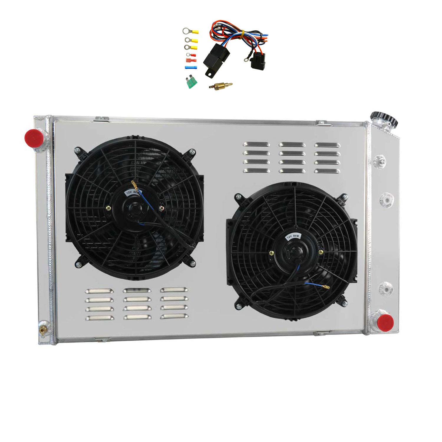 CoolingCare 4-Row Aluminum Radiator with Shroud & Dual 12