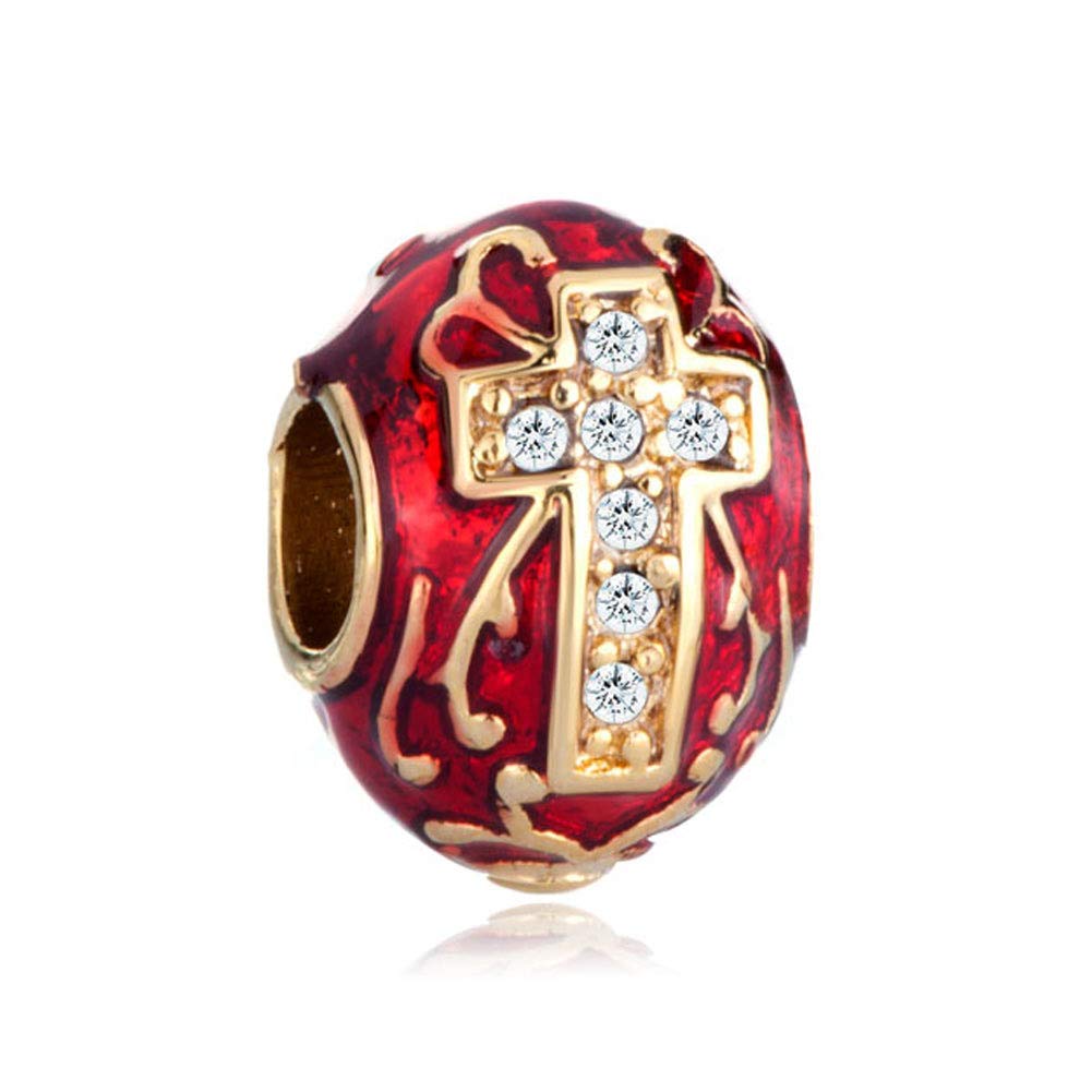 DemiJewelry 14K Gold Plated Faberge Egg Beads - Elegant Charms for Bracelets, Necklaces & DIY Jewelry Making - Perfect Gift for Women, Birthday, Anniversary & Special Occasions