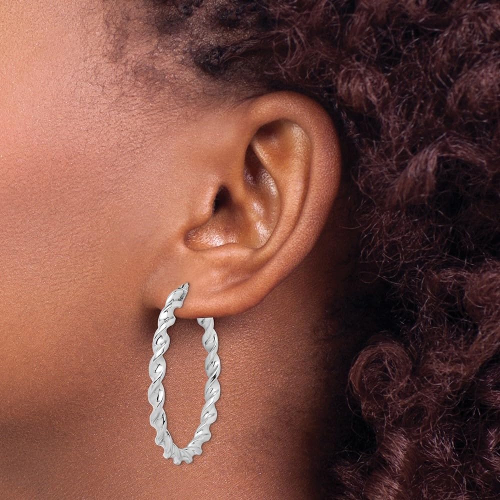 925 Sterling Silver Twist Hoop Earrings for Women - 1.54