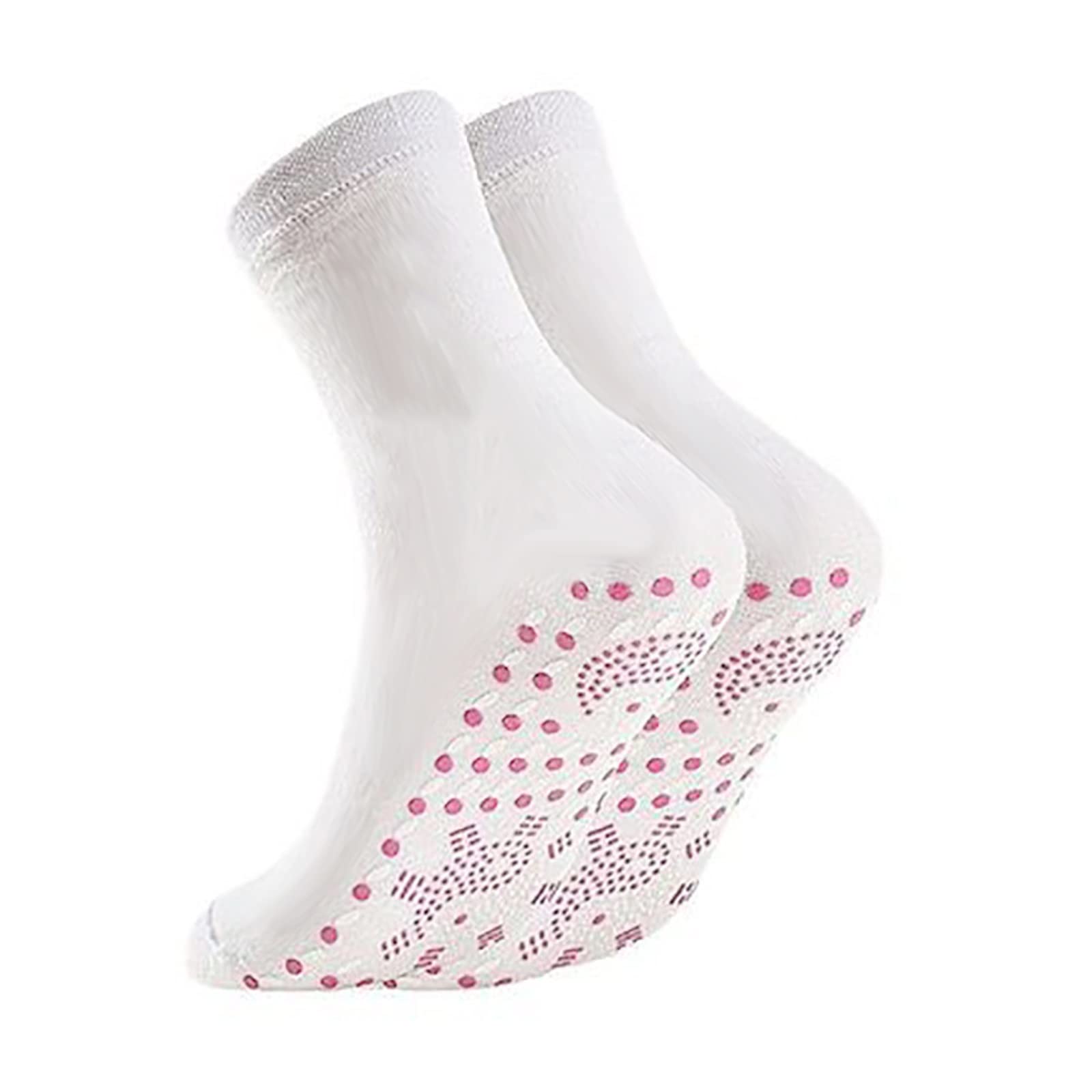 Self-Heating Winter Warm Socks for Men & Women - Tourmaline Massage Thermal Cotton Socks with Stretch Comfort & Cold Protection (White) - Perfect for Skiing, Hiking & Outdoor Winter Activities