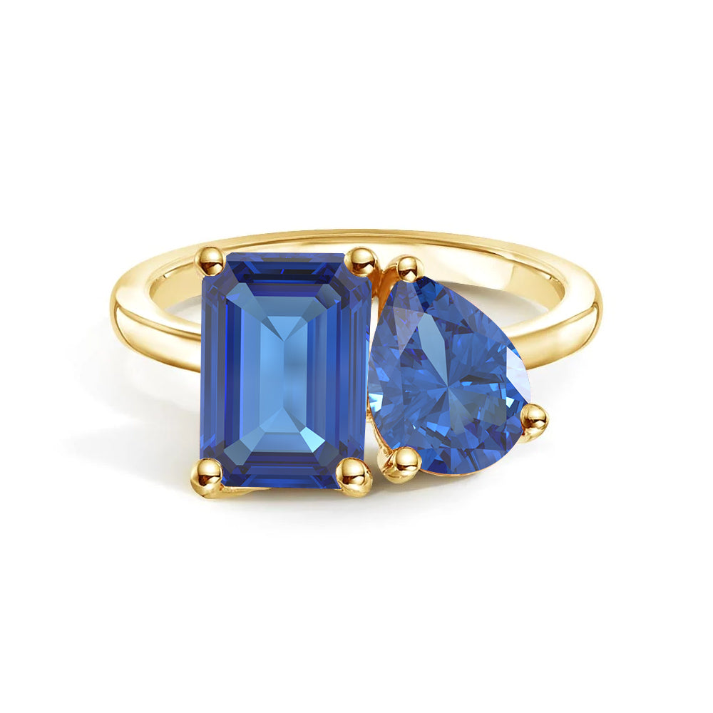 Personalized Toi et Moi Sapphire Birthstone Ring for Women - Custom Anniversary, Engagement & Wedding Gift - Perfect for Valentine's Day, Proposal & Romantic Occasions