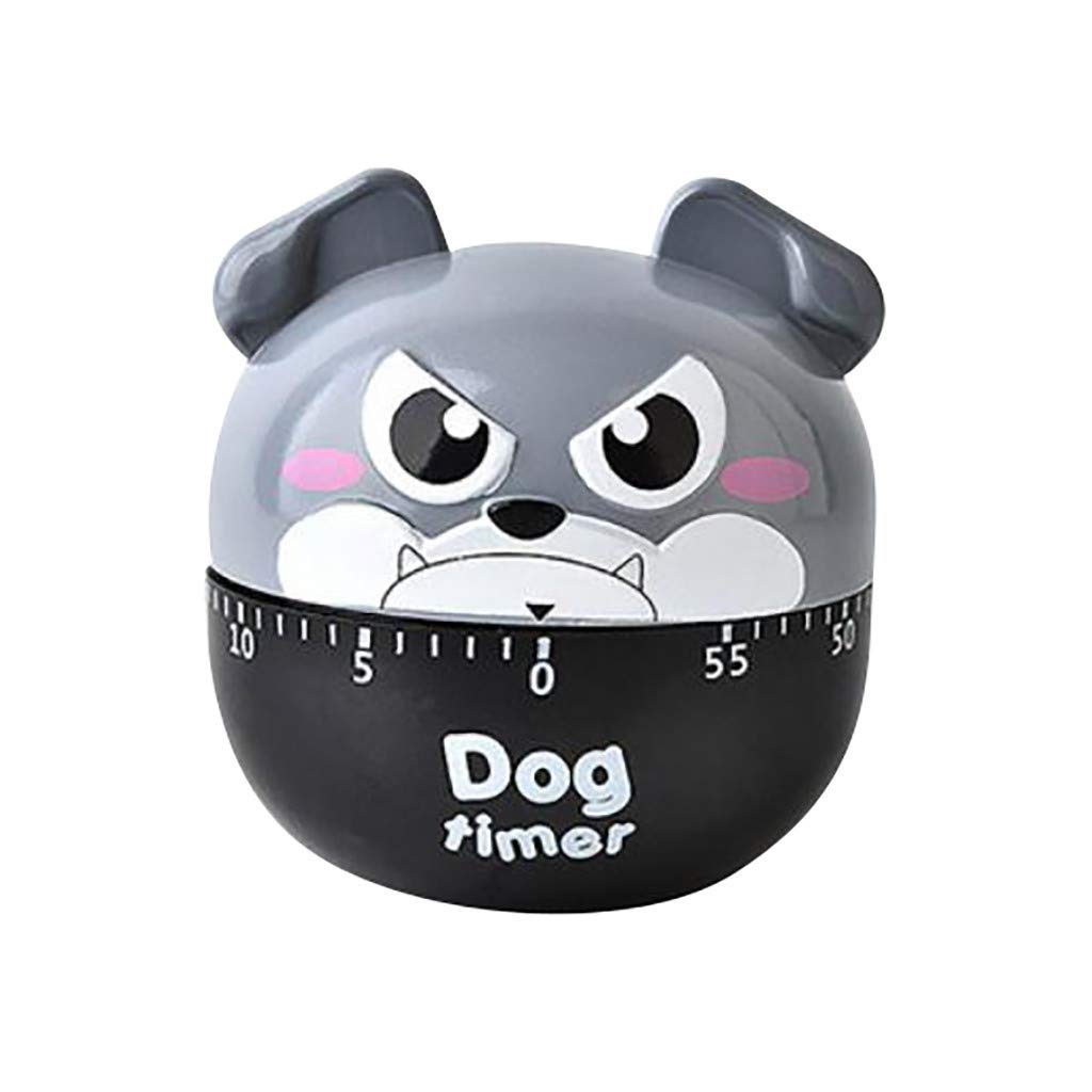 Dumanfs 60-Minute Cartoon Puppy Plastic Kitchen Timer - Alarm Clock & Stopwatch for Cooking, Baking, and Study Sessions (Gray)