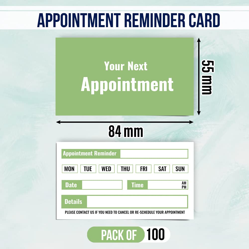 100 Pack Beauty Appointment Cards for Hair Salon, Nail Art & Manicure - 84x55mm Client Reminder Cards by Beauty Papa Prints® - Perfect for Salon Booking, Customer Follow-ups & Business Promotion