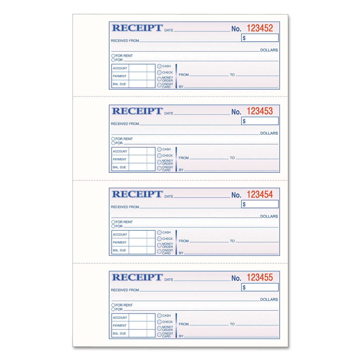 Adams® Multipart Money/Rent Receipt Book - Hard Cover Carbonless 3-Part Forms (7