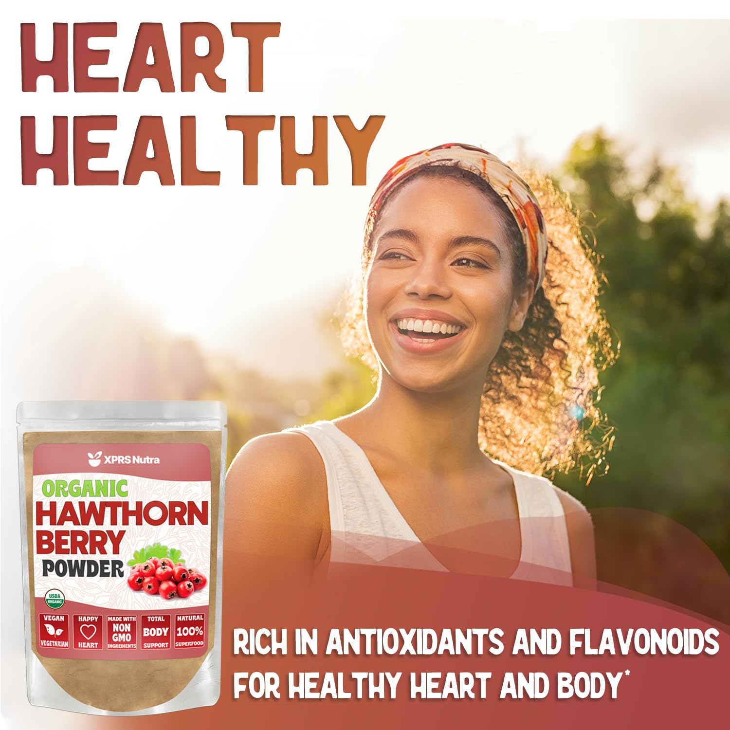 Organic Hawthorn Berry Powder - USDA Certified Premium Hawthorne Berry Supplement for Cardiovascular & Heart Health - Vegan, Non-GMO, Gluten-Free (4oz) - Supports Circulation & Blood Pressure for Active Lifestyles