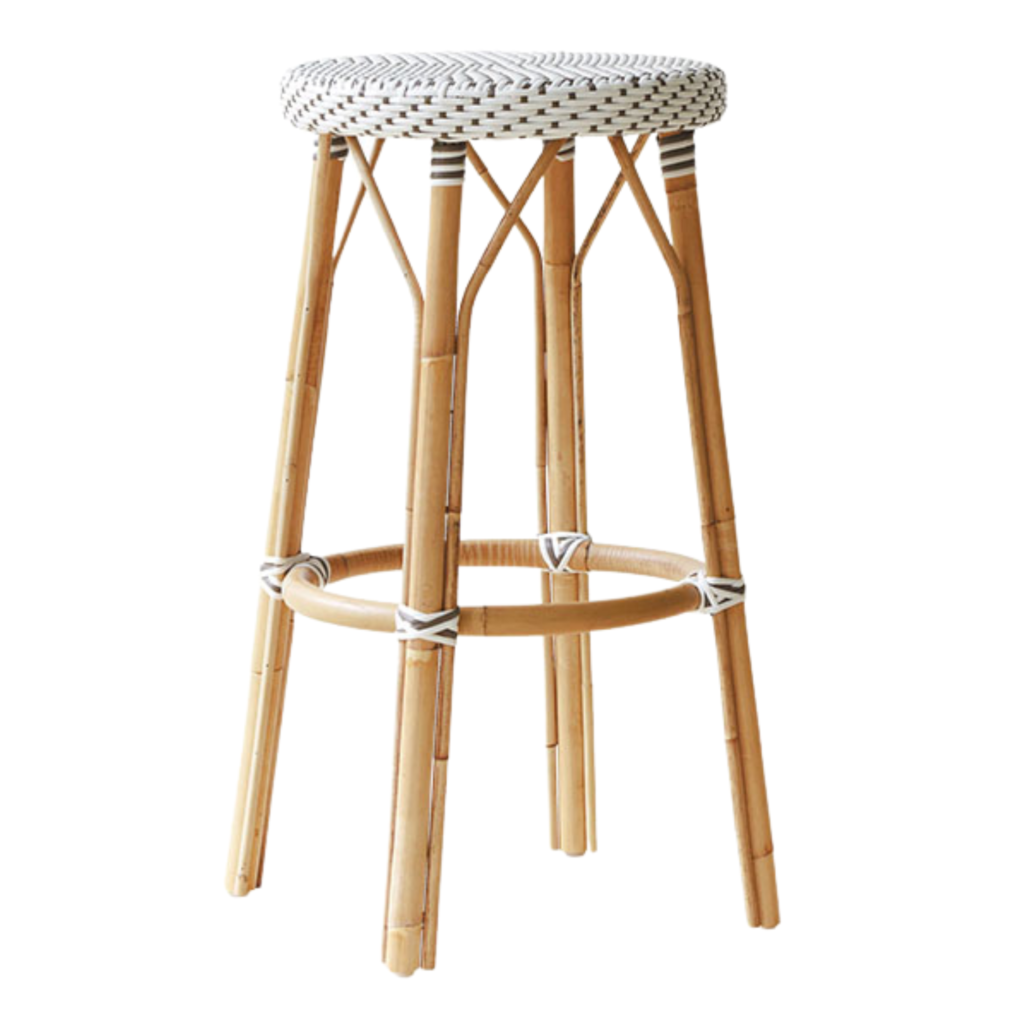 Backless Bistro Style Woven Bar Stool - Rustic Wooden Counter Height Stool for Kitchen Island, Breakfast Nook & Home Decor - Perfect for Farmhouse, Industrial & Modern Interiors