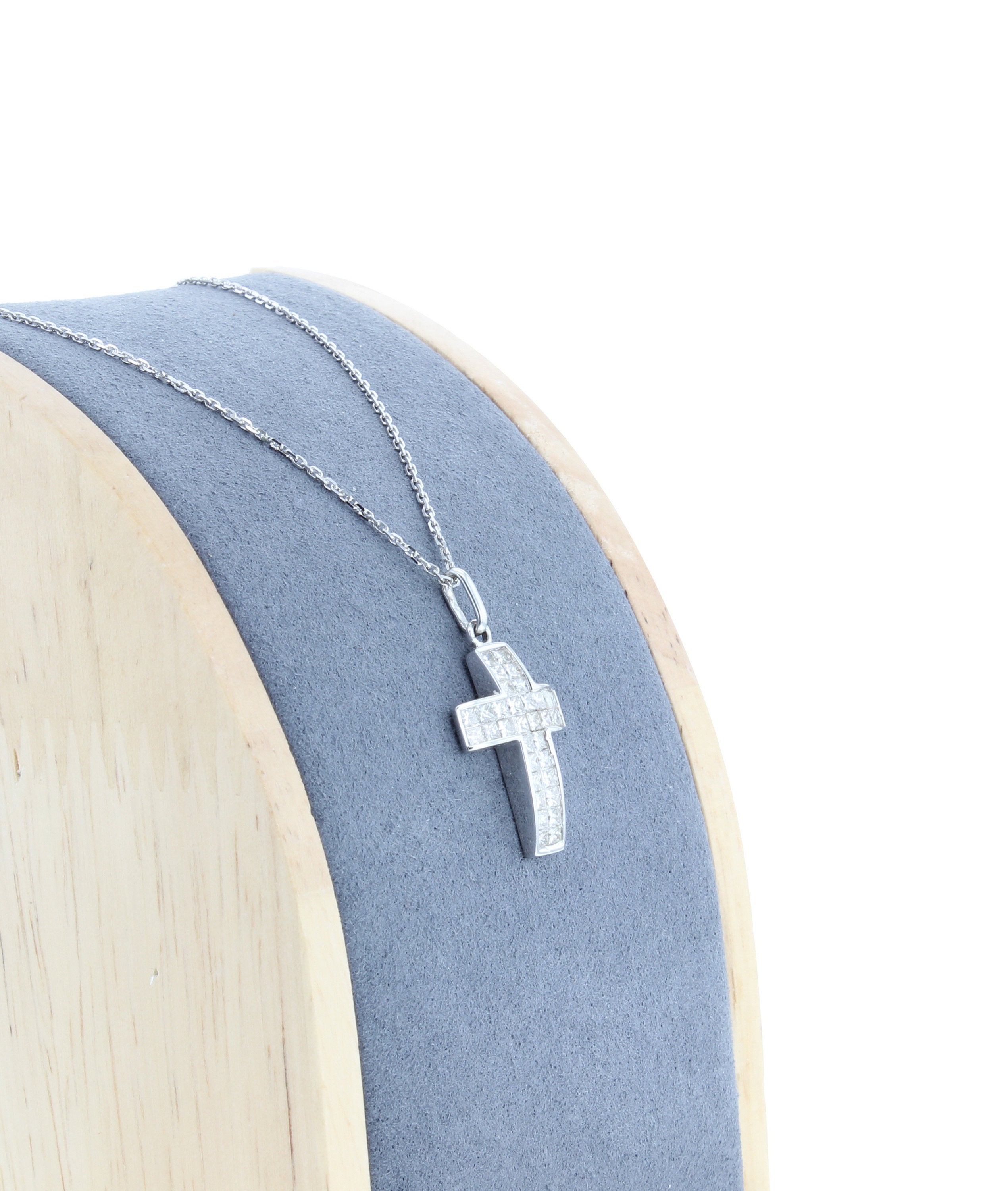 1.07cttw Princess Cut Diamond Cross Pendant in 14k White Gold - Elegant Jewelry Gift for Women, Perfect for Weddings, Anniversaries & Special Occasions