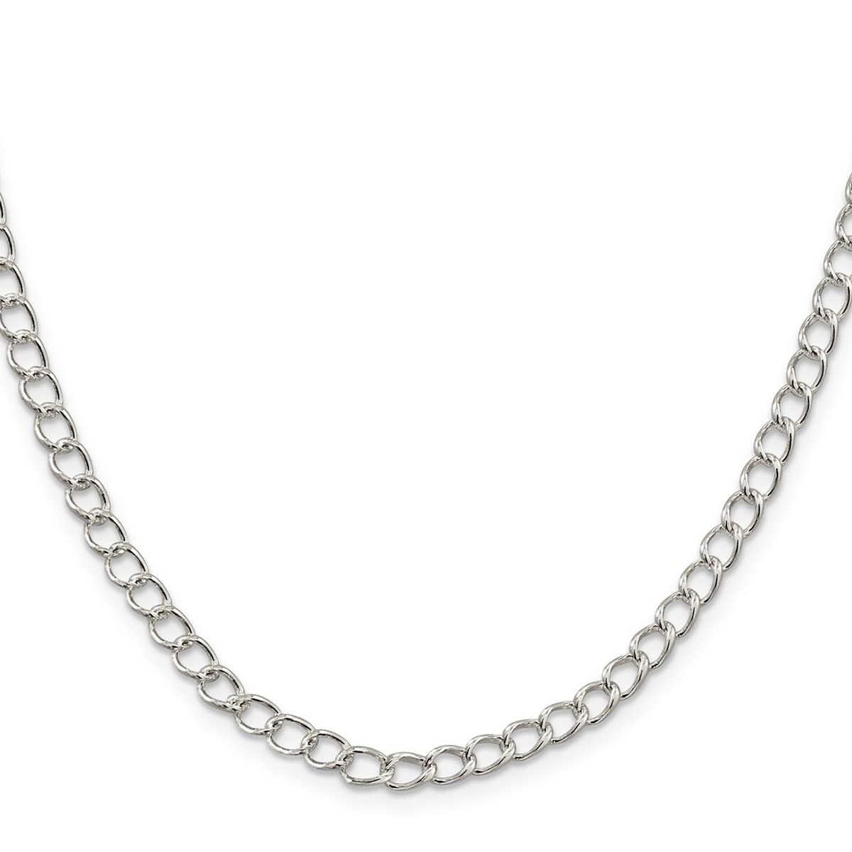925 Sterling Silver Polished Fancy Lobster Clasp Curb Chain Necklace - 4.5mm Half Round Wire for Women & Men | Perfect for Everyday Wear, Gifts & Special Occasions