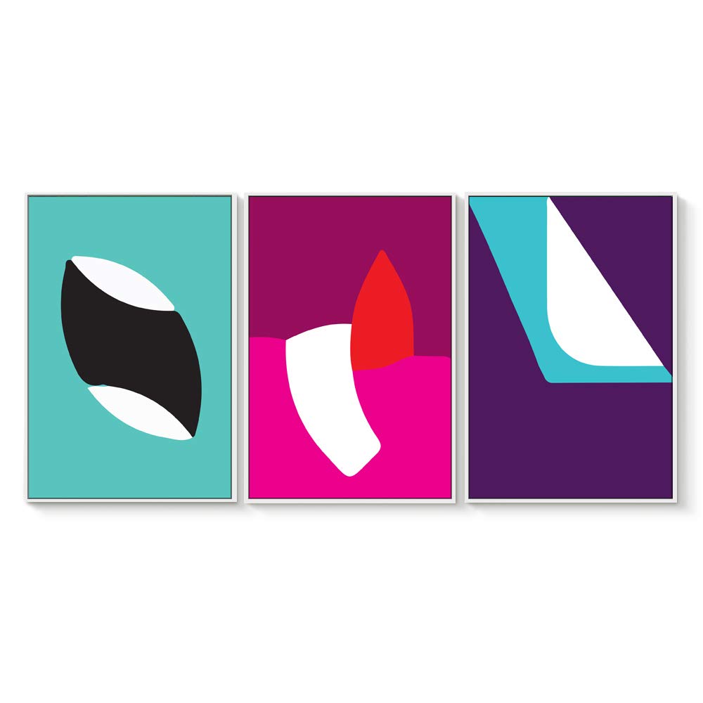 Floating Framed Canvas Wall Art Set of 3 - Modern Geometric Prints for Living Room & Bedroom Decor - 16x24 Inch Ready-to-Hang Wall Decor - Perfect for Home, Office & Gift Giving