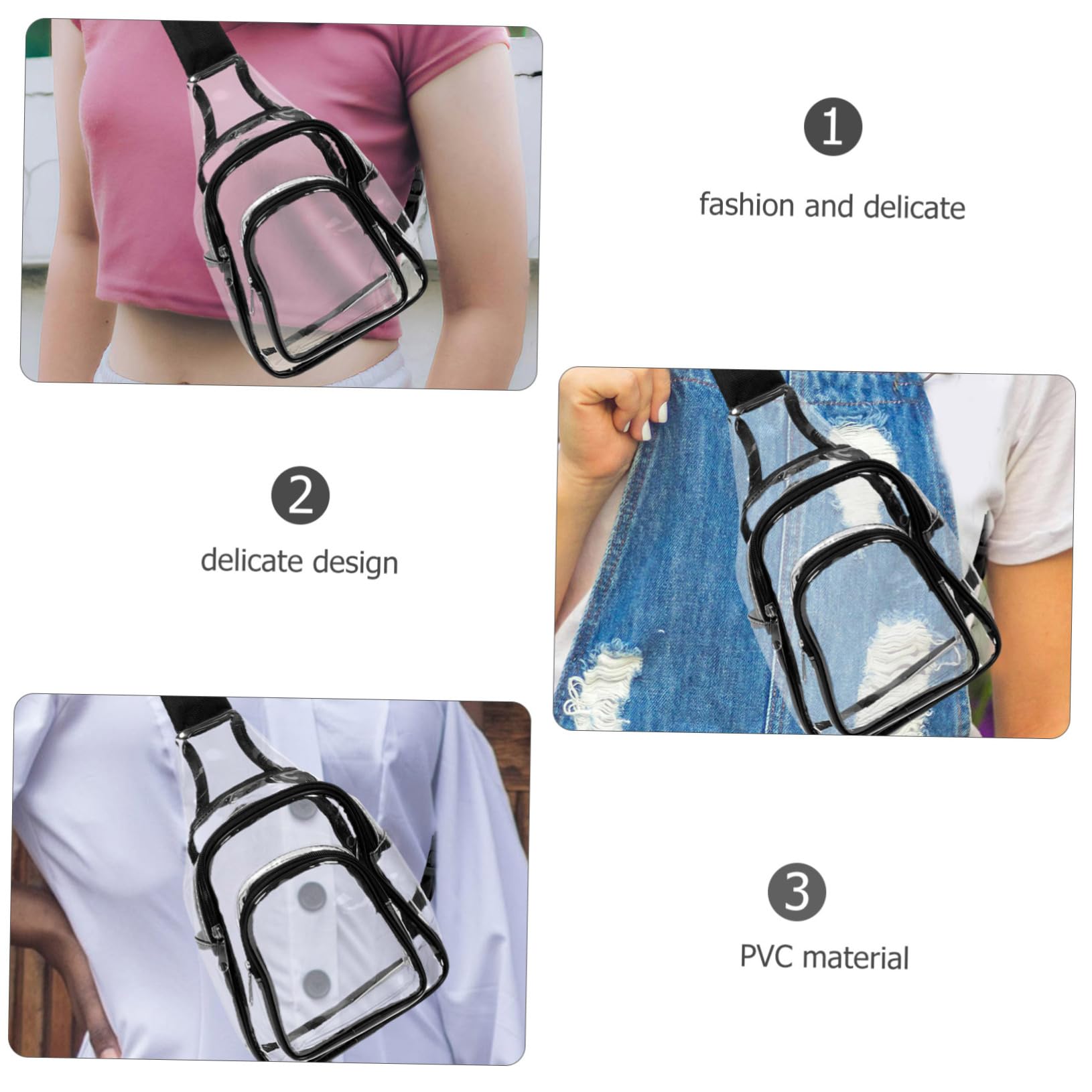 BELLIFY Women's Travel Sling Bag - Lightweight Crossbody Shoulder Bag with PVC Material - Perfect for Concerts, Stadium Events & Daily Use