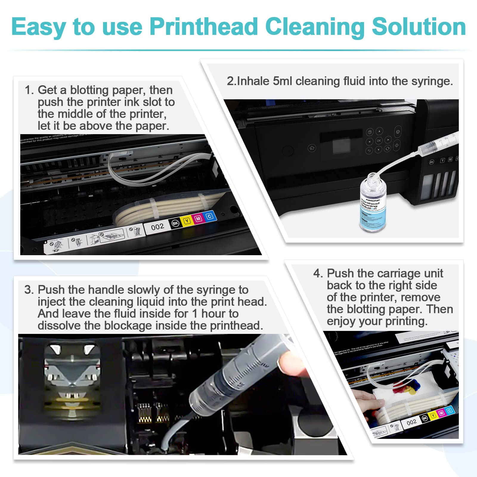 Epson HP Brother Canon DTF Printer Printhead Cleaning Kit 100mL - Nozzle Cleaner Solution for Inkjet Printers - Perfect for Home, Office & Commercial Printing Maintenance