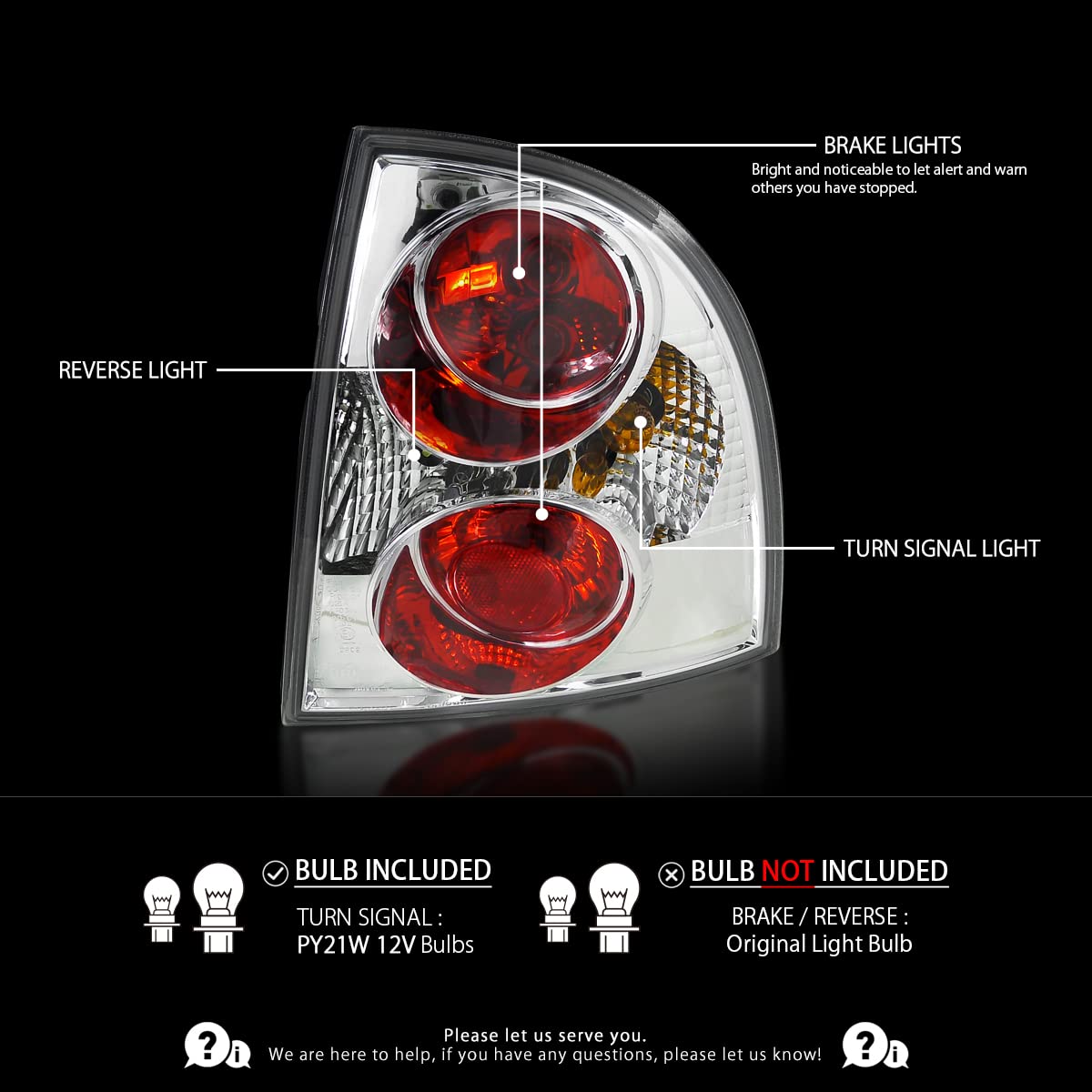 AUTOZENSATION Compatible with 2001-2005 Volkswagen Passat 4 Door Sedan - Pair of Left & Right Chrome Housing Clear Lens Tail Lights - Perfect for Replacement & Car Customization