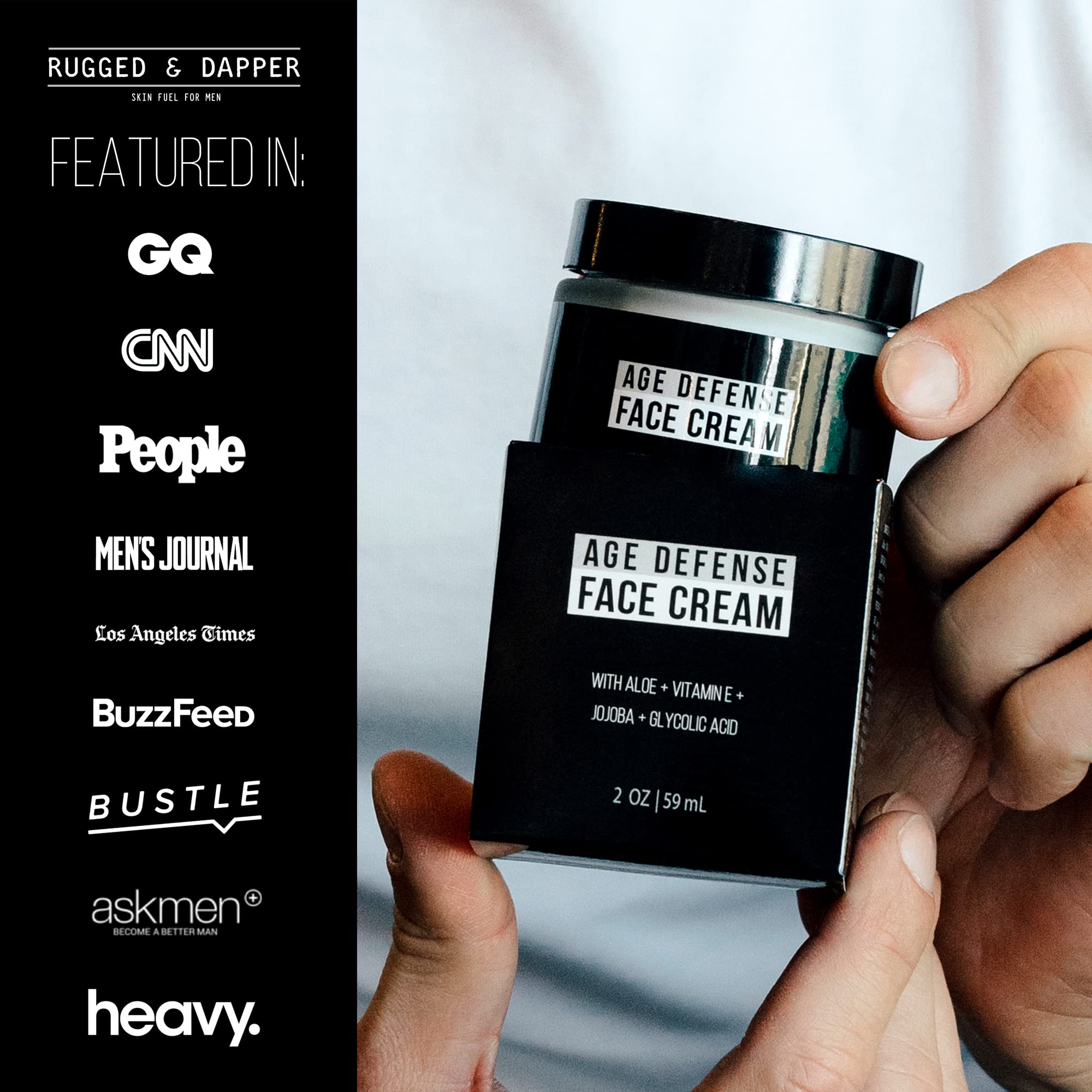 RUGGED & DAPPER Anti-Aging Face Cream for Men - Wrinkle Reducing & Hydrating Moisturizer (2 oz) | Daily Skincare Routine & Grooming Essential for Mature Skin