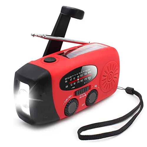Emergency Weather Radio with Hand Crank, Solar Power & LED Flashlight - Portable NOAA Weather Alert Radio for Home, Camping, Hiking & Outdoor Survival (Black) - Perfect for Power Outages, Storms & Emergency Preparedness Kits
