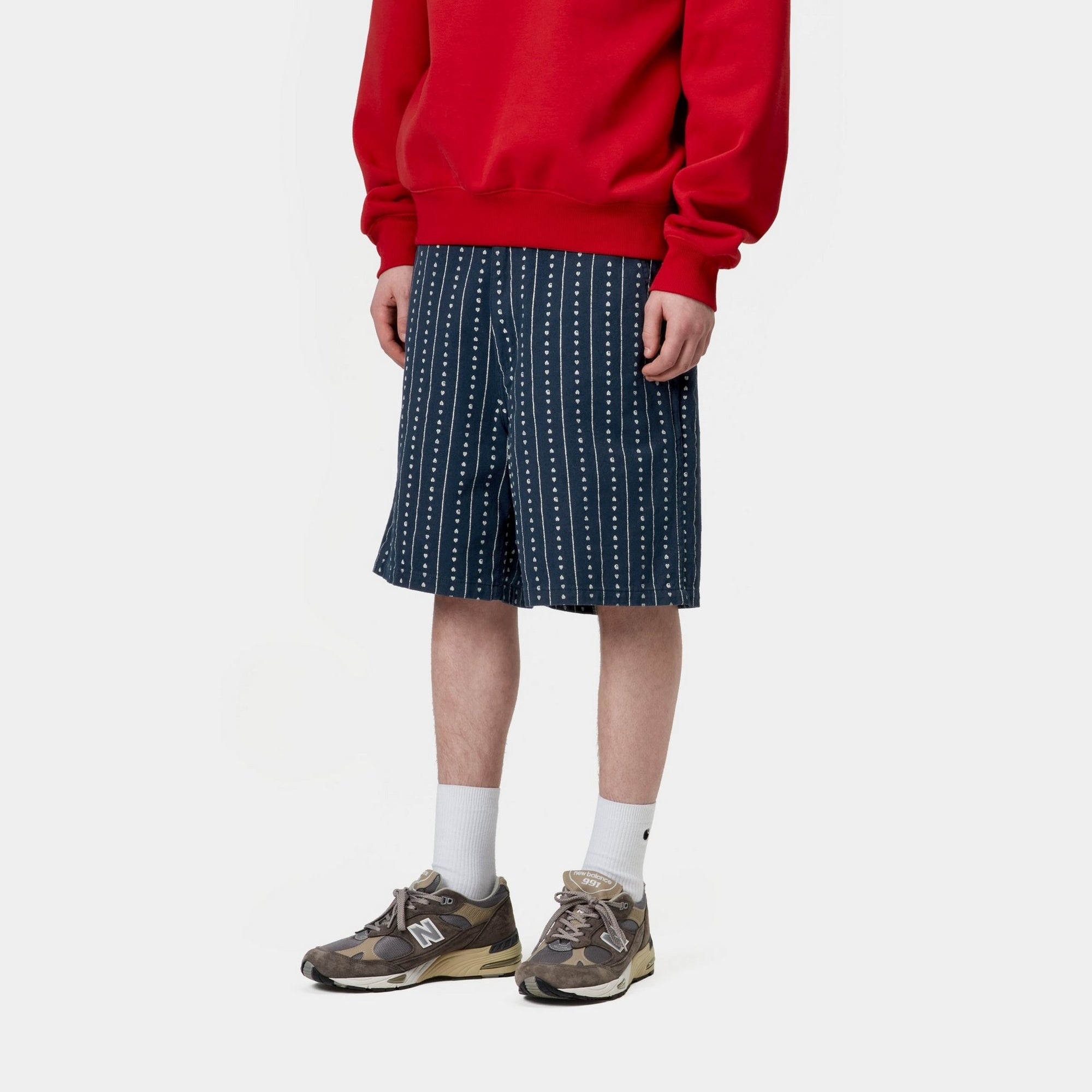 Drewes Shorts for Men - Ink & Natural Heart C Pinstripe Design | Casual Summer Shorts for Beach, Gym & Outdoor Activities