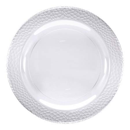 10 Inch Clear Plastic Pebble Banquet Plates - Pack of 120, Disposable Dinner Plates for Parties, Weddings, Catering & Events