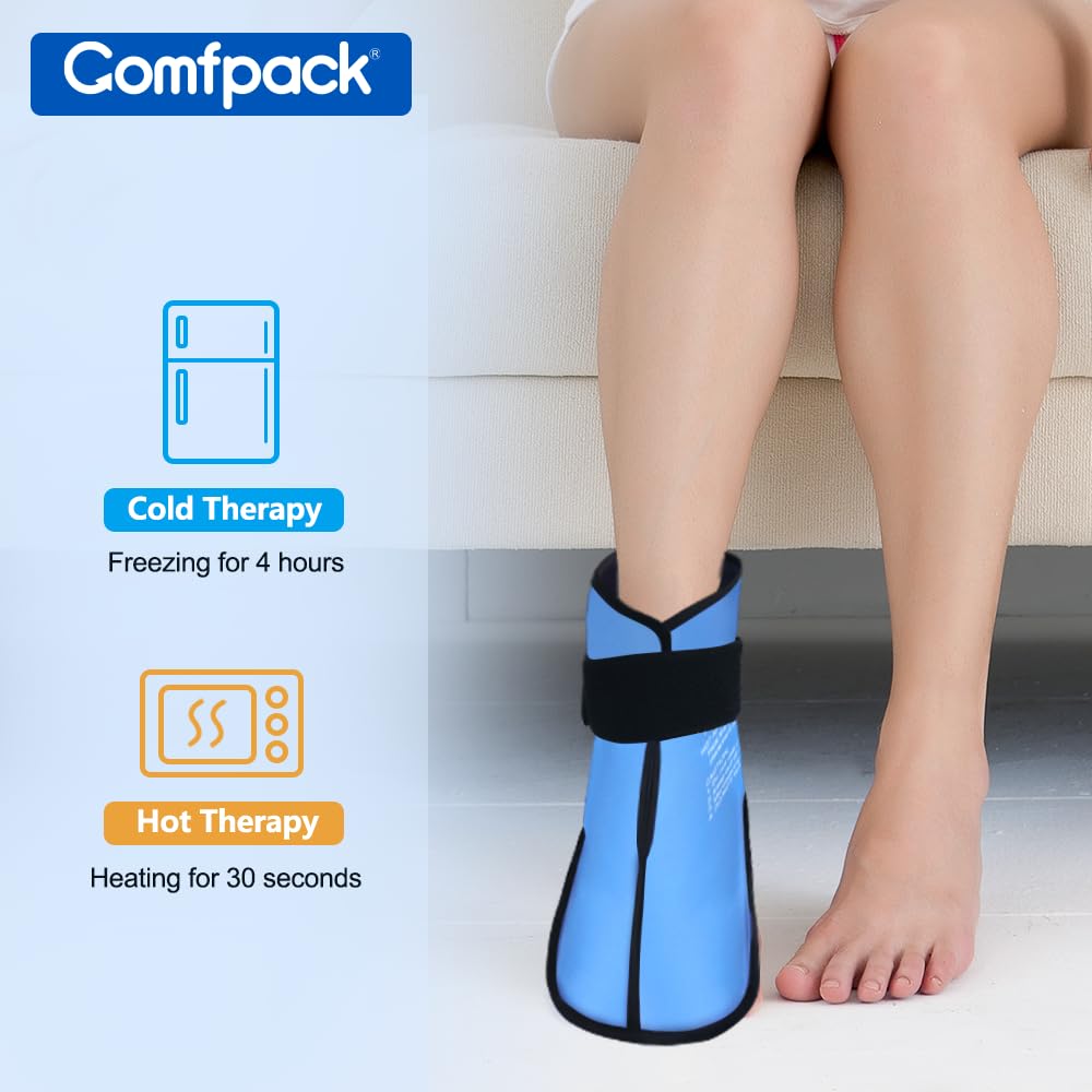 Reusable Gel Ice Pack Wrap for Foot & Ankle Pain Relief - 2 Pack Cold Therapy for Plantar Fasciitis, Achilles Tendonitis, Bunion, Swelling & Heel Pain - Post-Surgery Recovery & Neuropathy Support - Perfect for Athletes, Runners & Post-Op Care