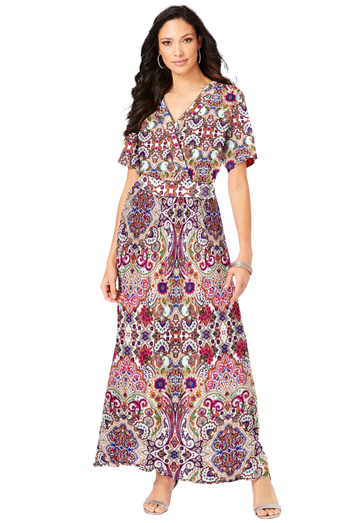 Romantic Plus Size Wrap Maxi Dress for Women - Flattering Summer Beach Dress for Vacation & Date Night