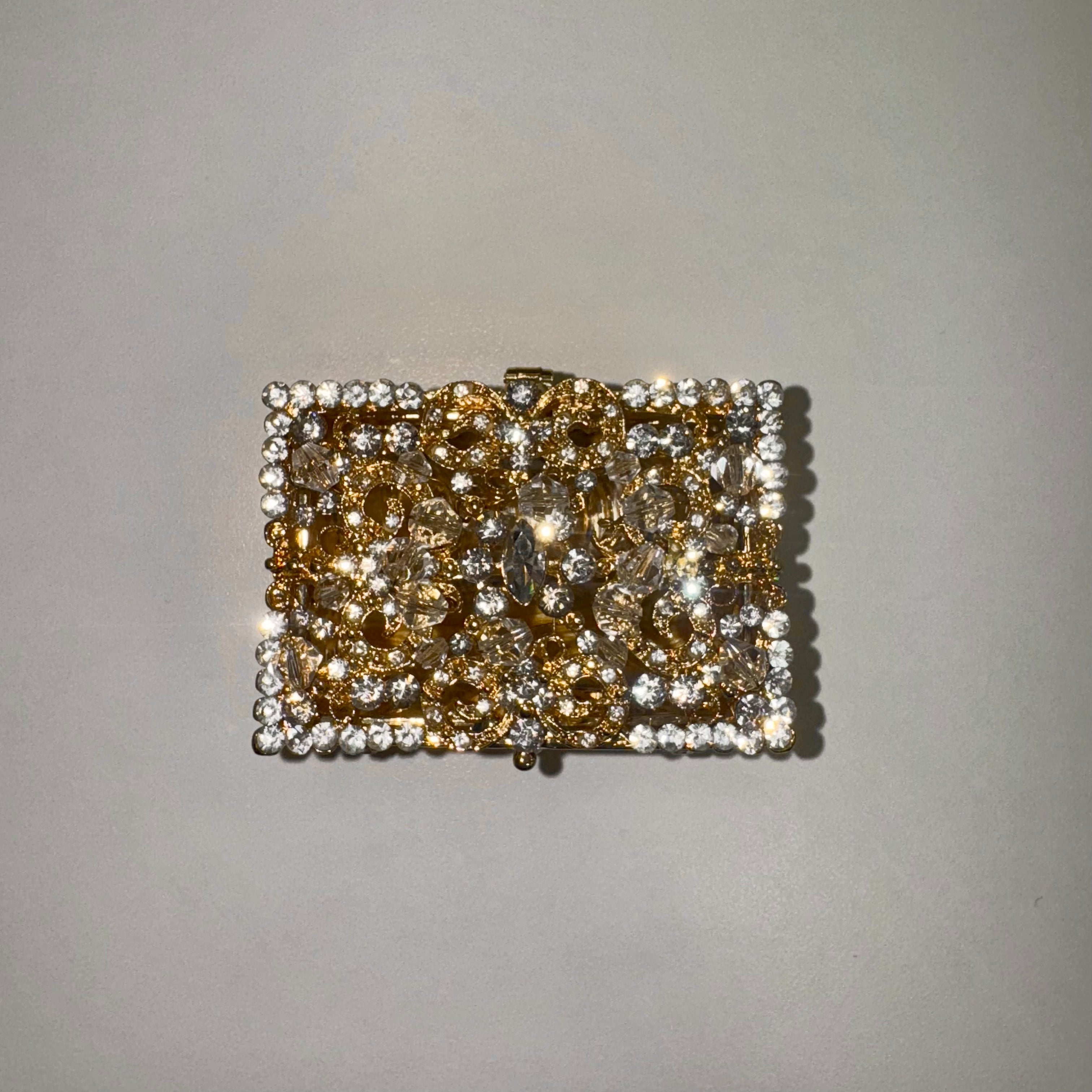 3-Piece Gold Rectangle Crystal Jewelry Box Set (821 GLD) - Perfect for Organizing Rings, Earrings & Necklaces on Dresser or Vanity