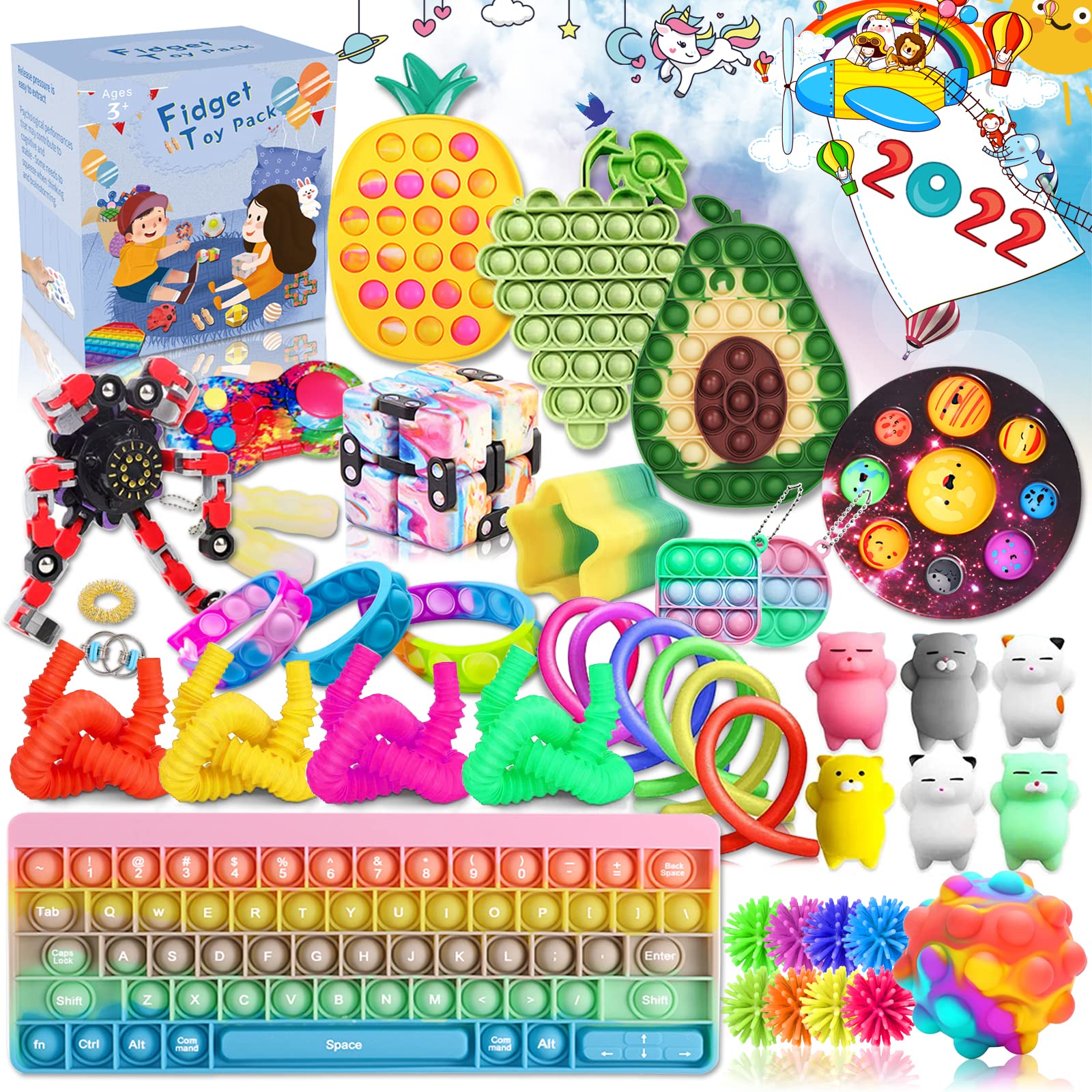 **Premium TikTok Pop-It Fidget Toy Set – 6-Pack Stress Relief Sensory Toys for Kids & Adults – Push Pop Bubble Sensory Popper for Anxiety, ADHD, and Focus – Perfect for Home, Office, and Travel**
