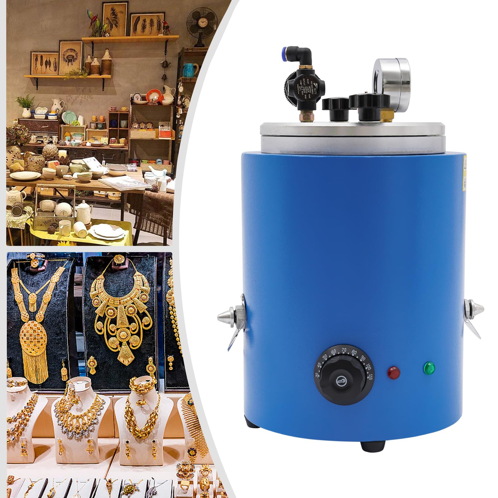 500W Wax Injector Machine - 5.5 Lbs Capacity, Dual Nozzle, 86-230°F Adjustable Temperature for Jewelry Making & Dental Wax Casting | Perfect for Wax Molding, Lost Wax Casting, Denture Creation & Jewelry Design Studios
