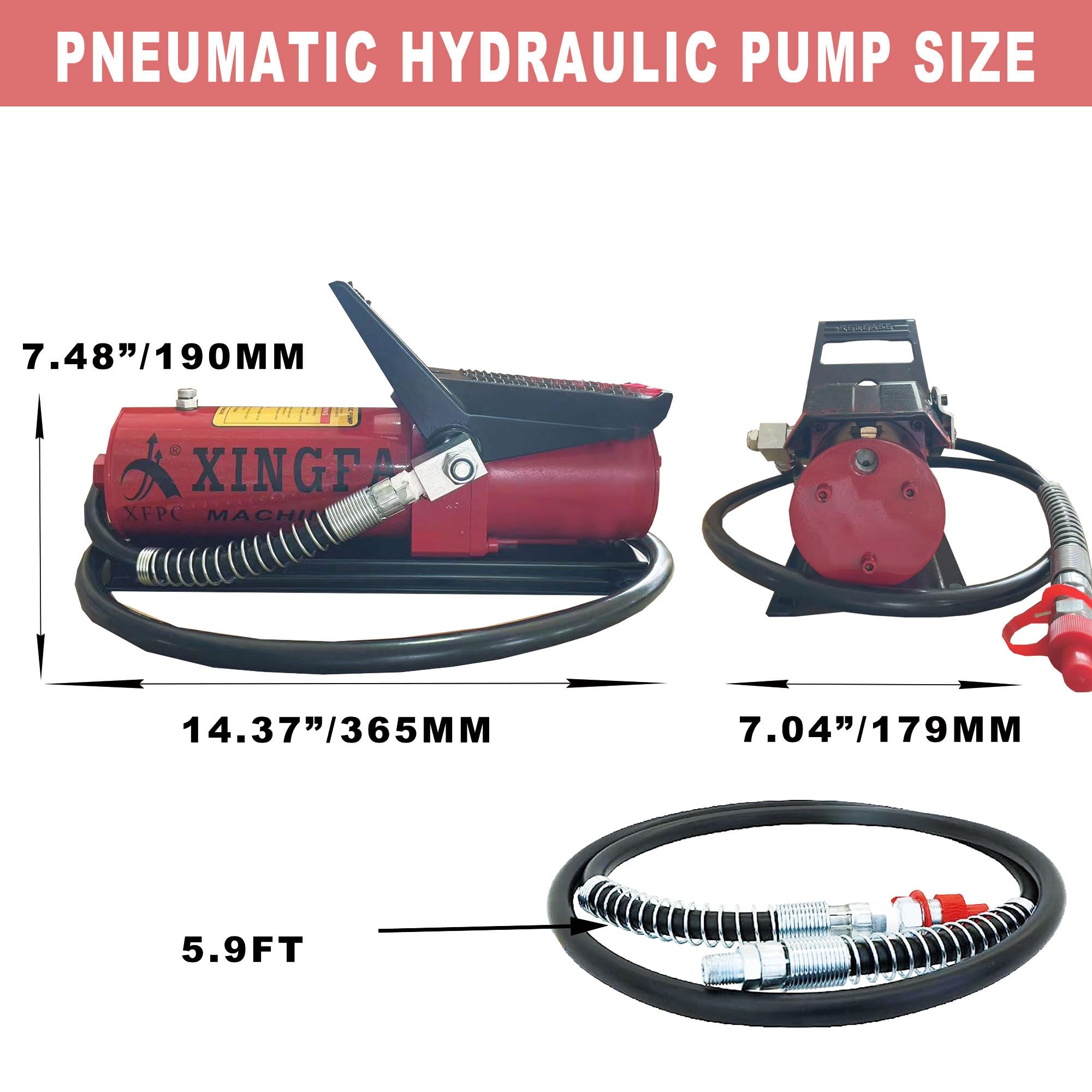 10,000 PSI Air Hydraulic Pump with 1.7L Reservoir - 3/8