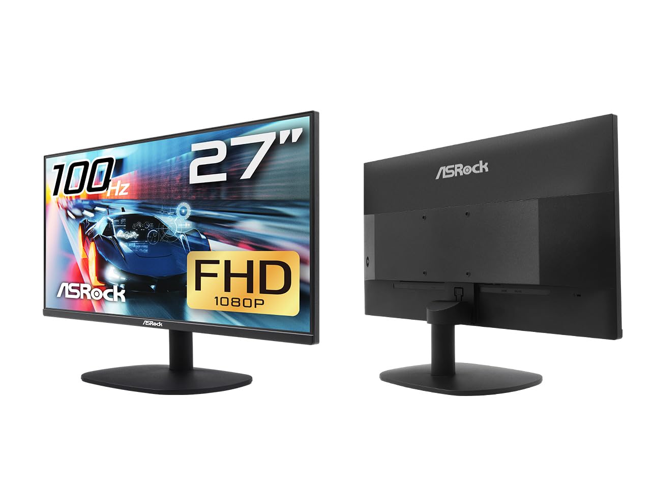 ASRock 27 Inch 100Hz IPS Gaming Monitor - Flicker-Free, Low Blue Light, Home Office & Light Gaming Display for Work & Entertainment