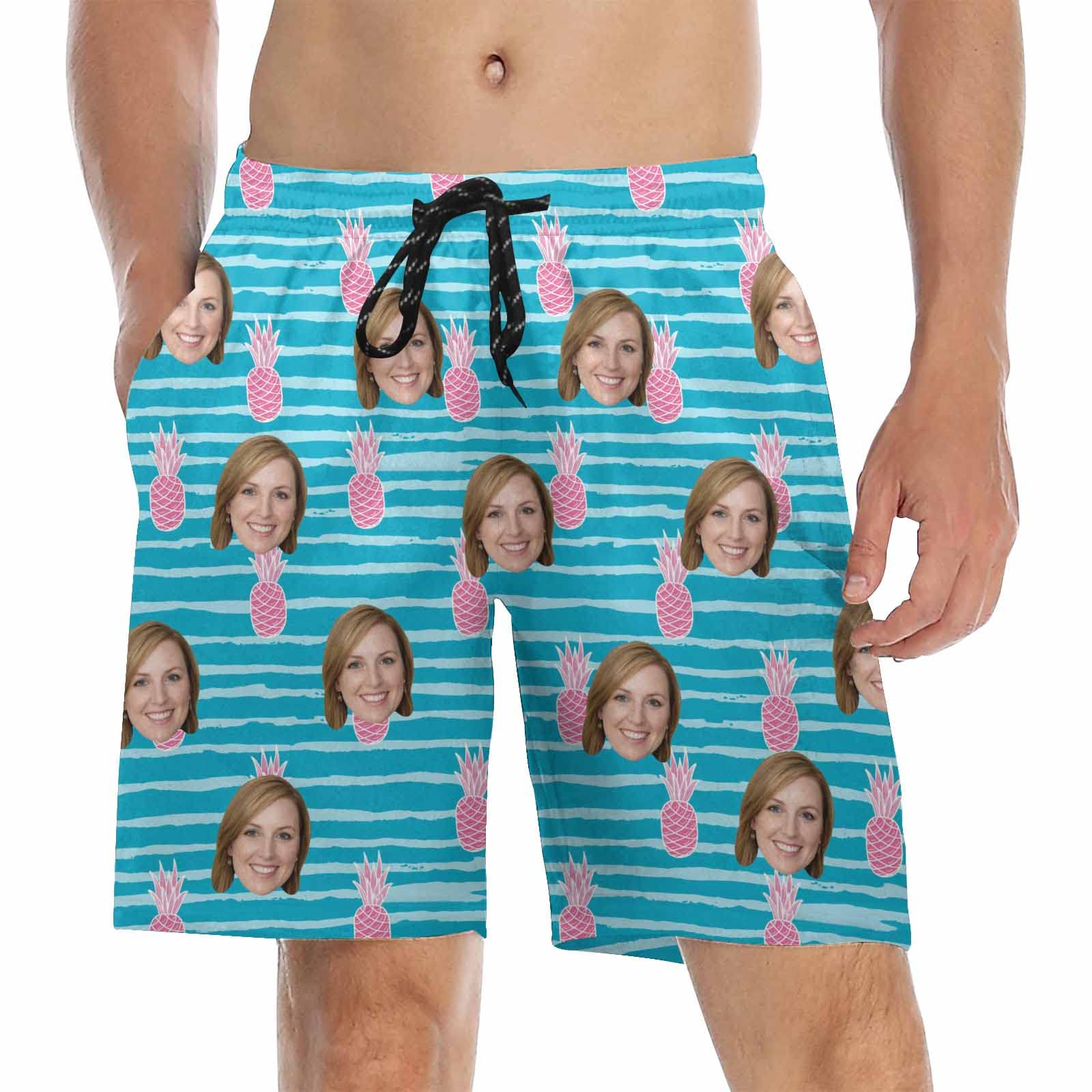 Custom Printed Men's Swim Shorts - Personalized Beach Shorts with Photo for Men - Funny Birthday Gift for Him - Perfect for Pool Parties, Beach Vacations & Summer Outings