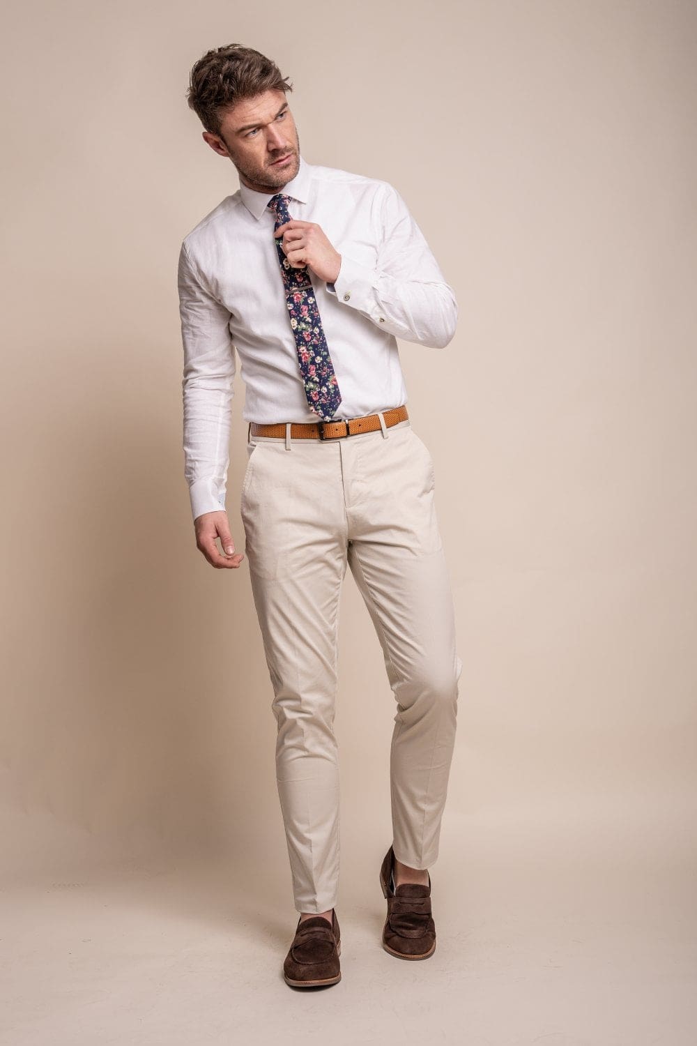 Cavani Mario Fawn Men's Casual Trousers - Comfortable Slim Fit Dress Pants for Office, Business & Formal Wear