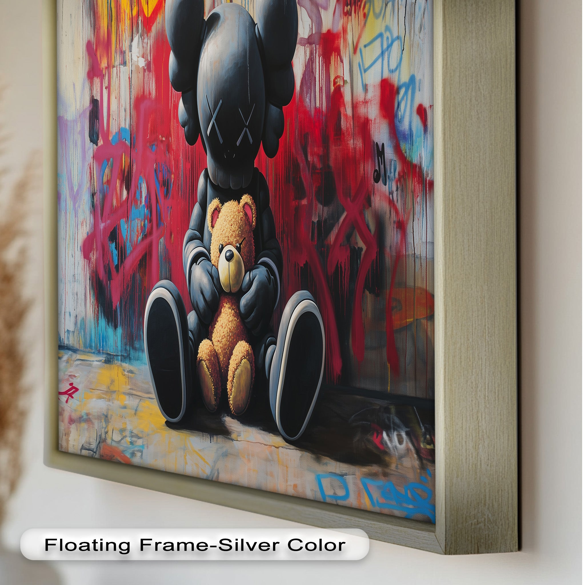 KAWS Oil Painting - Alone with a Bear - Modern Artwork for Home Decor & Gift Ideas