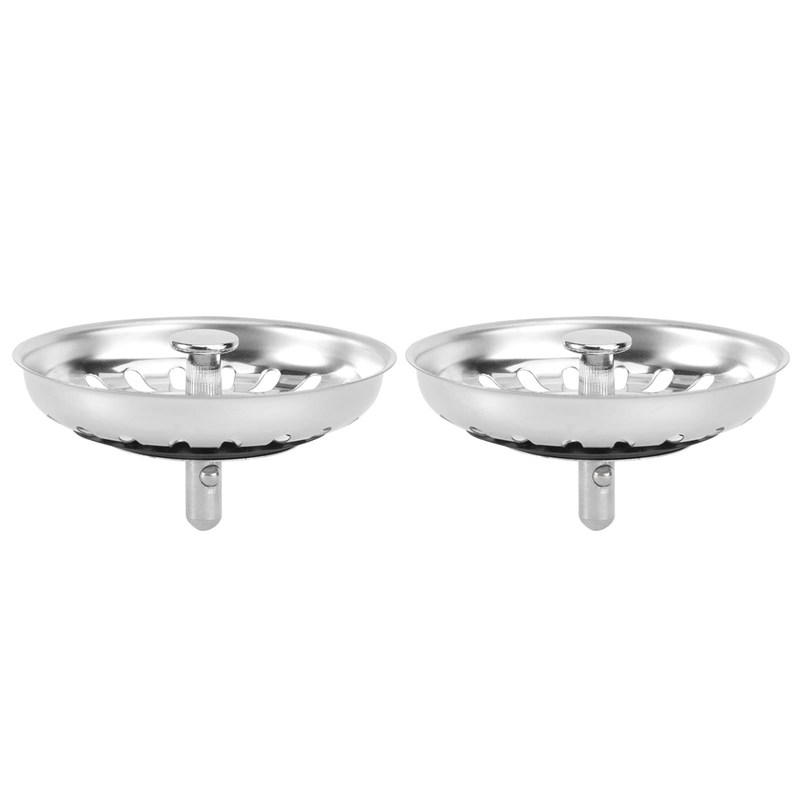 YARNOW 2-Pack Stainless Steel Kitchen Sink Drain Strainer Basket with Hair Catcher - Silver Sink Filter Stopper Plug for Bathroom & Kitchen - Prevents Clogs, Traps Food Debris & Hair (Perfect for Homes with Pets)