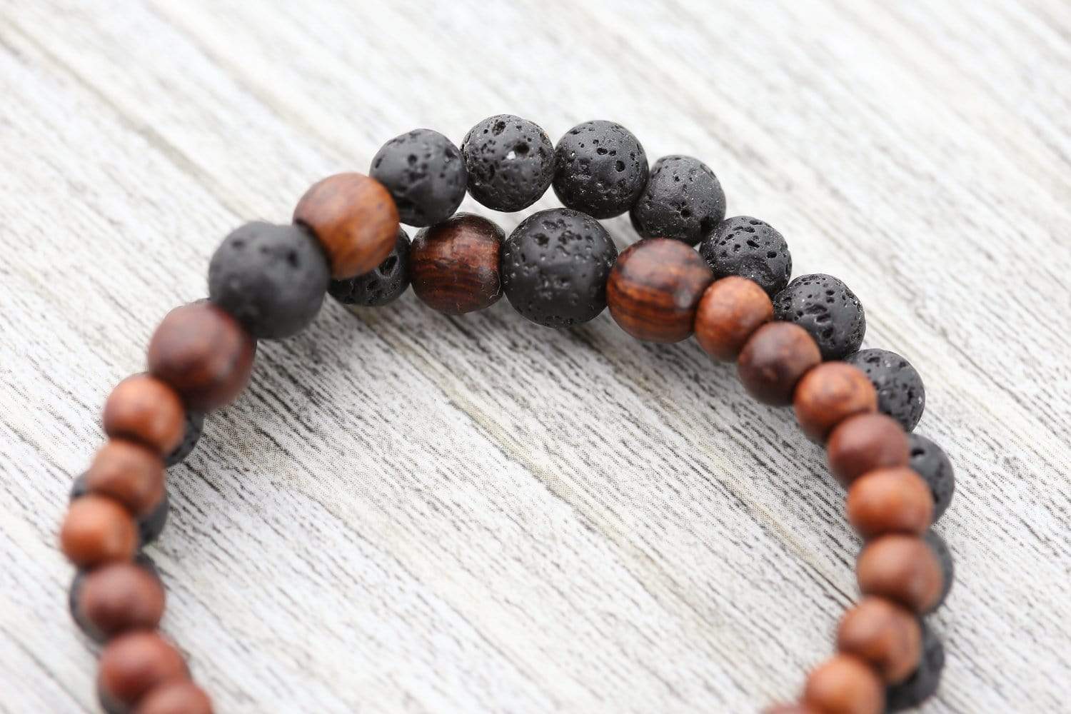 Healing Rosewood & Lava Rock Wrist Mala Bracelet - Natural Stress Relief & Meditation Beads for Yoga, Mindfulness & Spiritual Practice