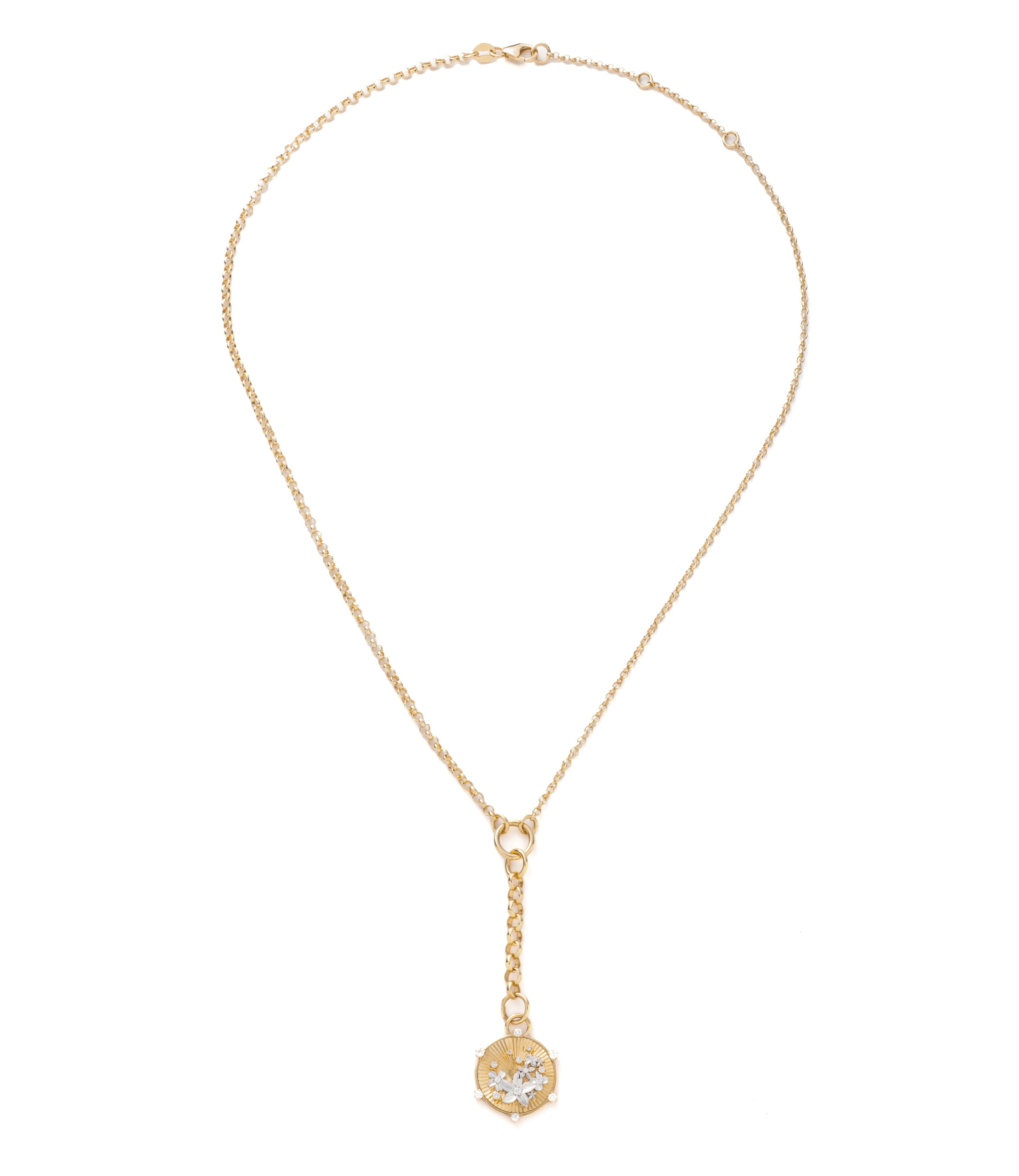 Blossoms Small Mixed Belcher Necklace - 14K Gold & Diamond Accent Jewelry for Women | Perfect for Weddings, Parties & Everyday Elegance
