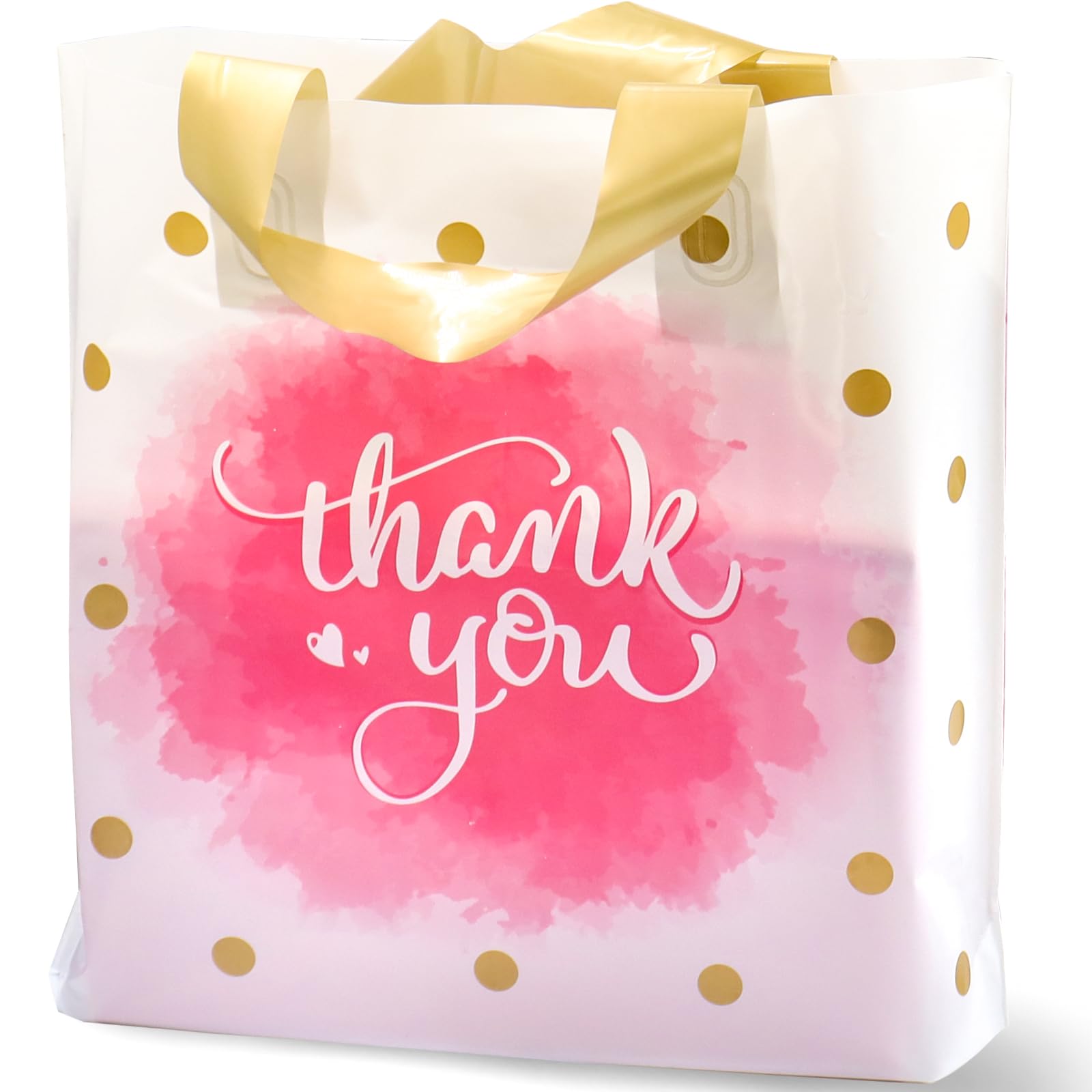 Bulk Plastic Thank You Shopping Bags - Extra Thick & Durable with Loop Handles, 50 Pack (12x15 Inches) - Perfect for Retail Stores, Boutiques & Gift Packaging