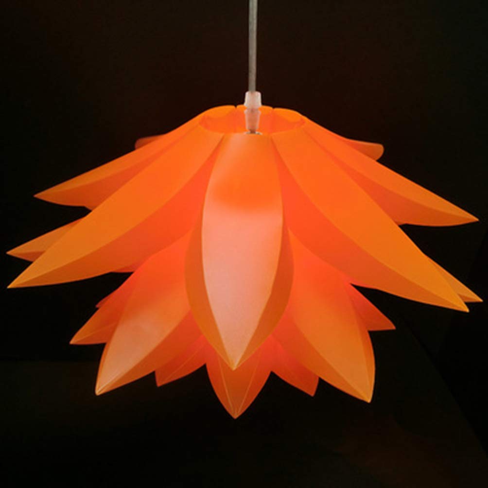 ARTIBETTER Orange Puzzle Pendant Lamp Shade - DIY Jigsaw Lotus Flower Plastic Lampshade Kit for Ceiling & Floor Lights - Perfect for Bedroom, Living Room, and Home Decor