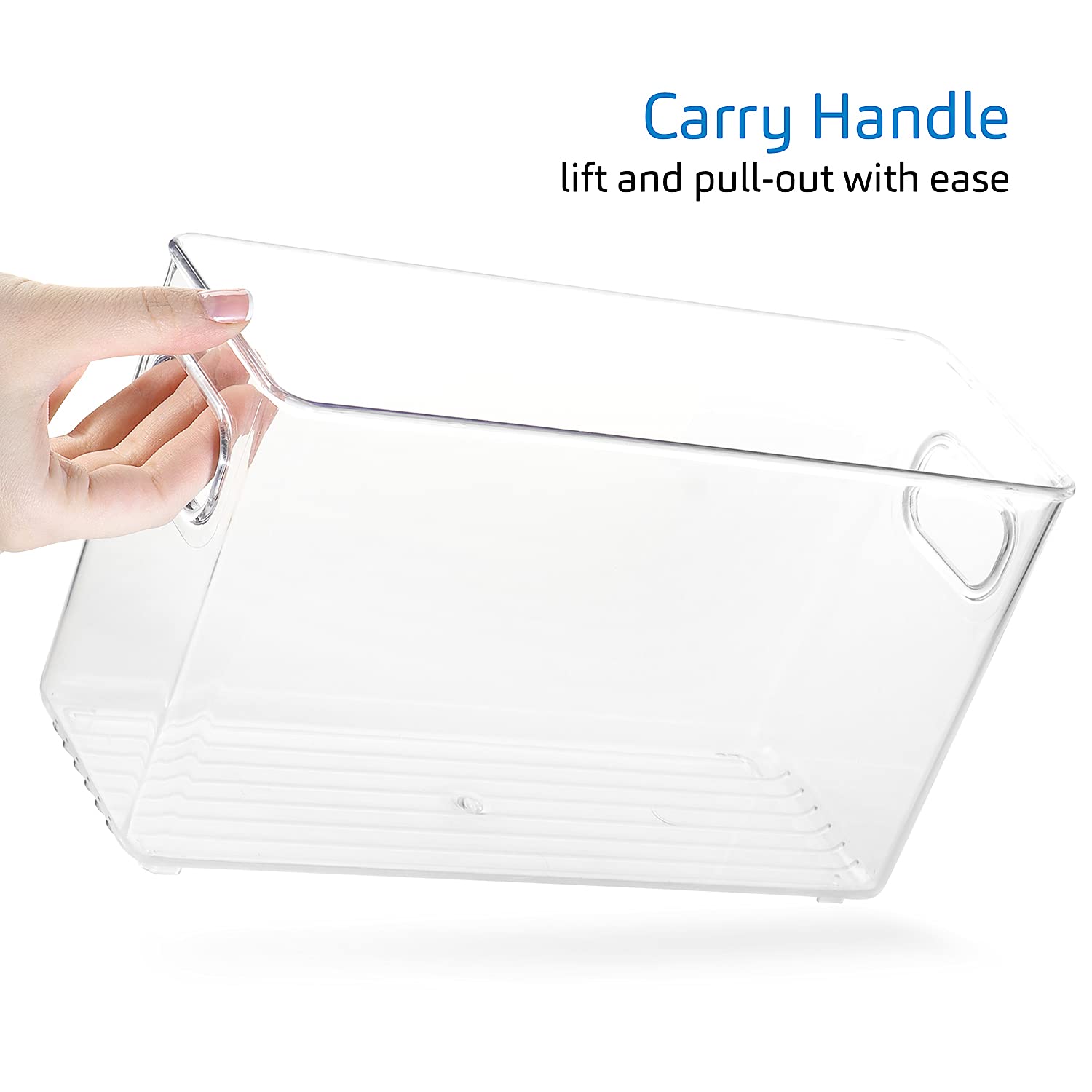 StorageBud Clear Stackable Pantry & Refrigerator Organizer Bins - Fridge & Freezer Storage Containers for Food Organization - Perfect for Kitchen, Pantry, Meal Prep and Home Organization