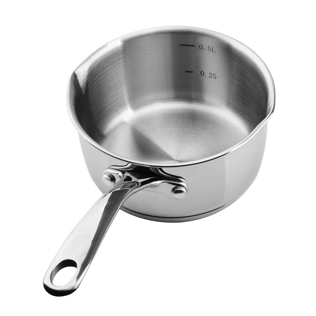 SM SunniMix 500ml Stainless Steel Milk Pot with Double Spout - Perfect for Boiling Milk, Coffee, Porridge & Noodles - Ideal for Home Kitchen, Cafe & Office Use
