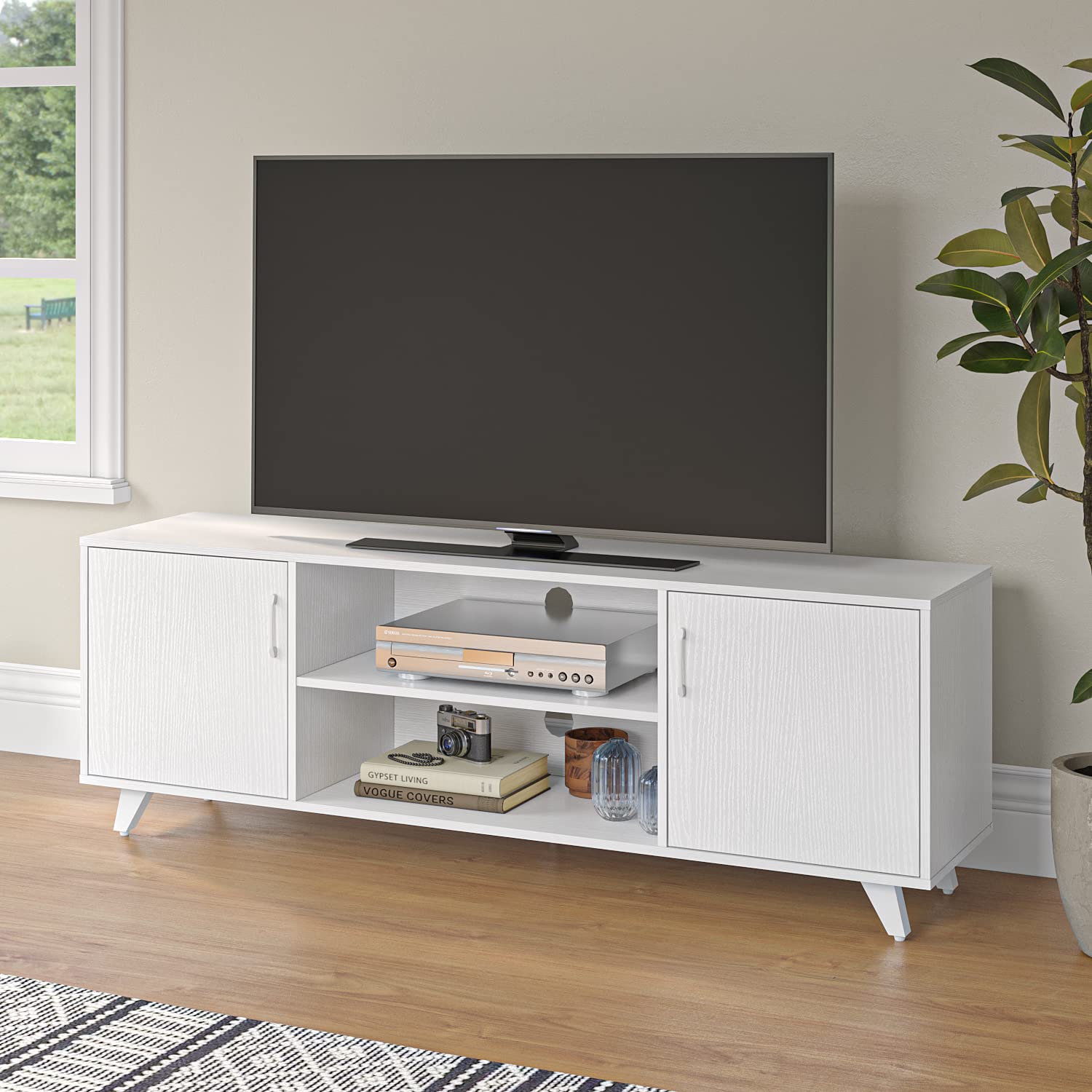 Modern TV Stand with 2 Doors & Shelves - Panana 63