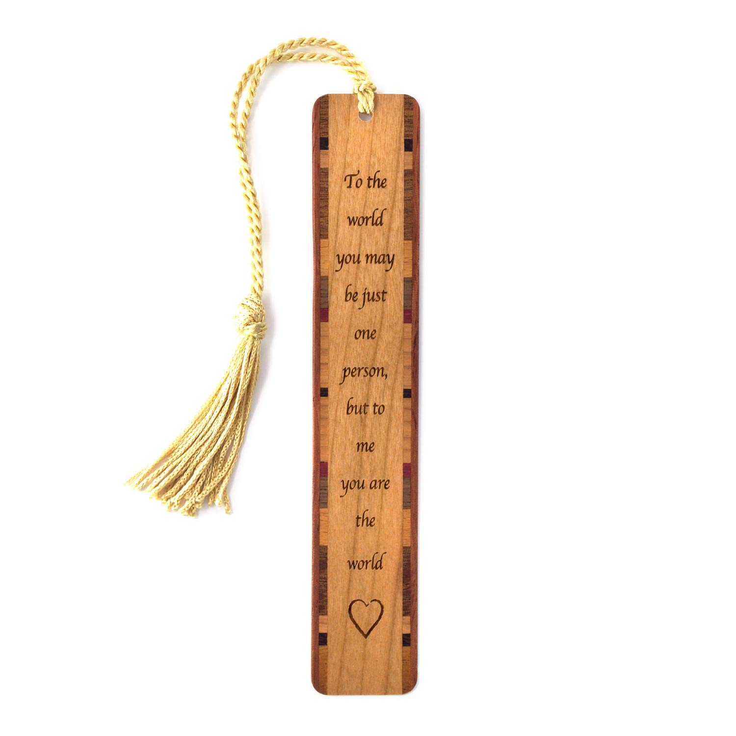 Personalized 'To Me You Are The World' Engraved Wooden Bookmark - Custom Quote Gift Made in USA - Perfect for Anniversary, Birthday & Valentine's Day Presents