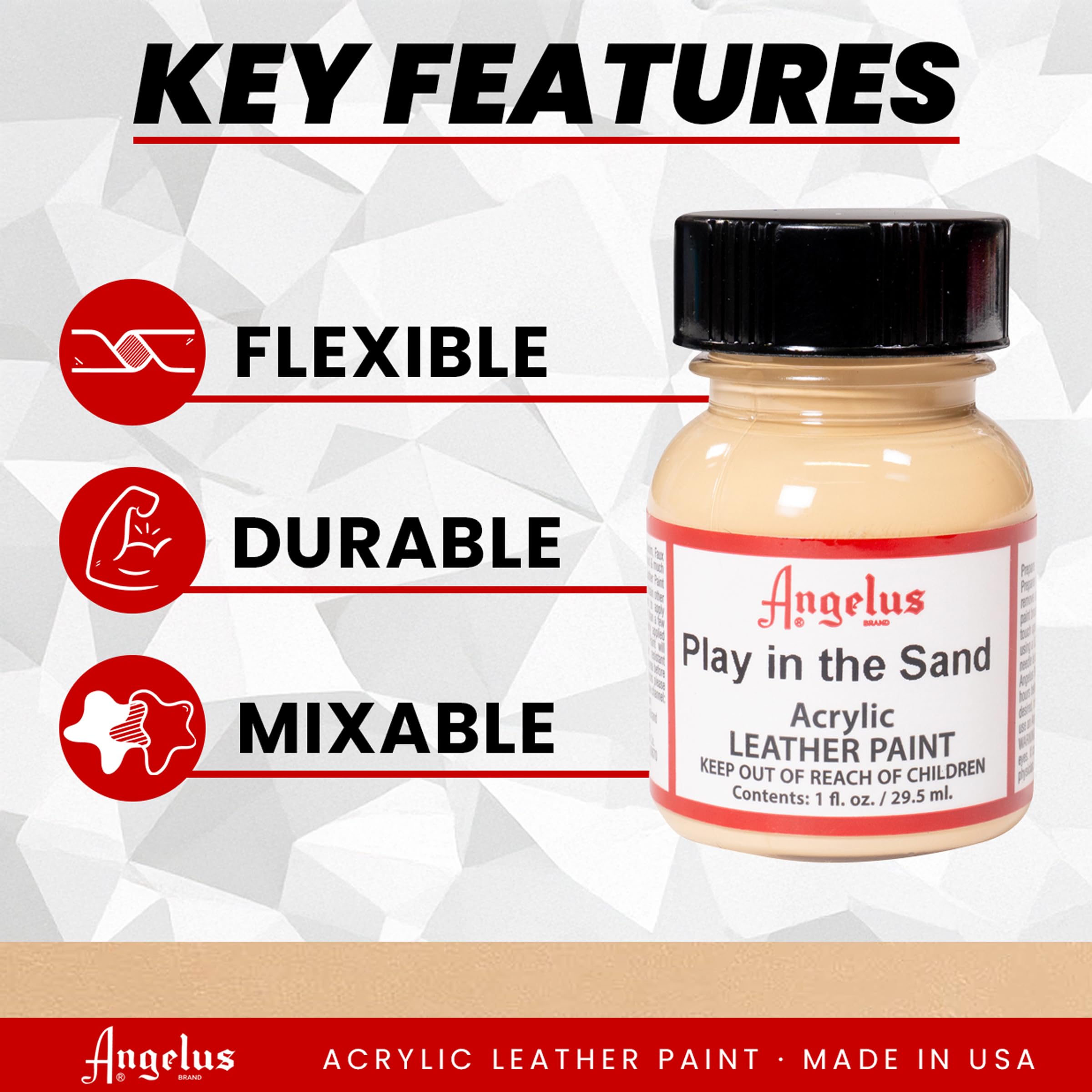 Angelus Acrylic Leather Paint - 1 Fl Oz Bottle for Shoes, Bags & DIY Crafts - High-Quality, Fast-Drying Paint for Leather Repair & Customization - Perfect for Sneakers, Jackets & Accessories