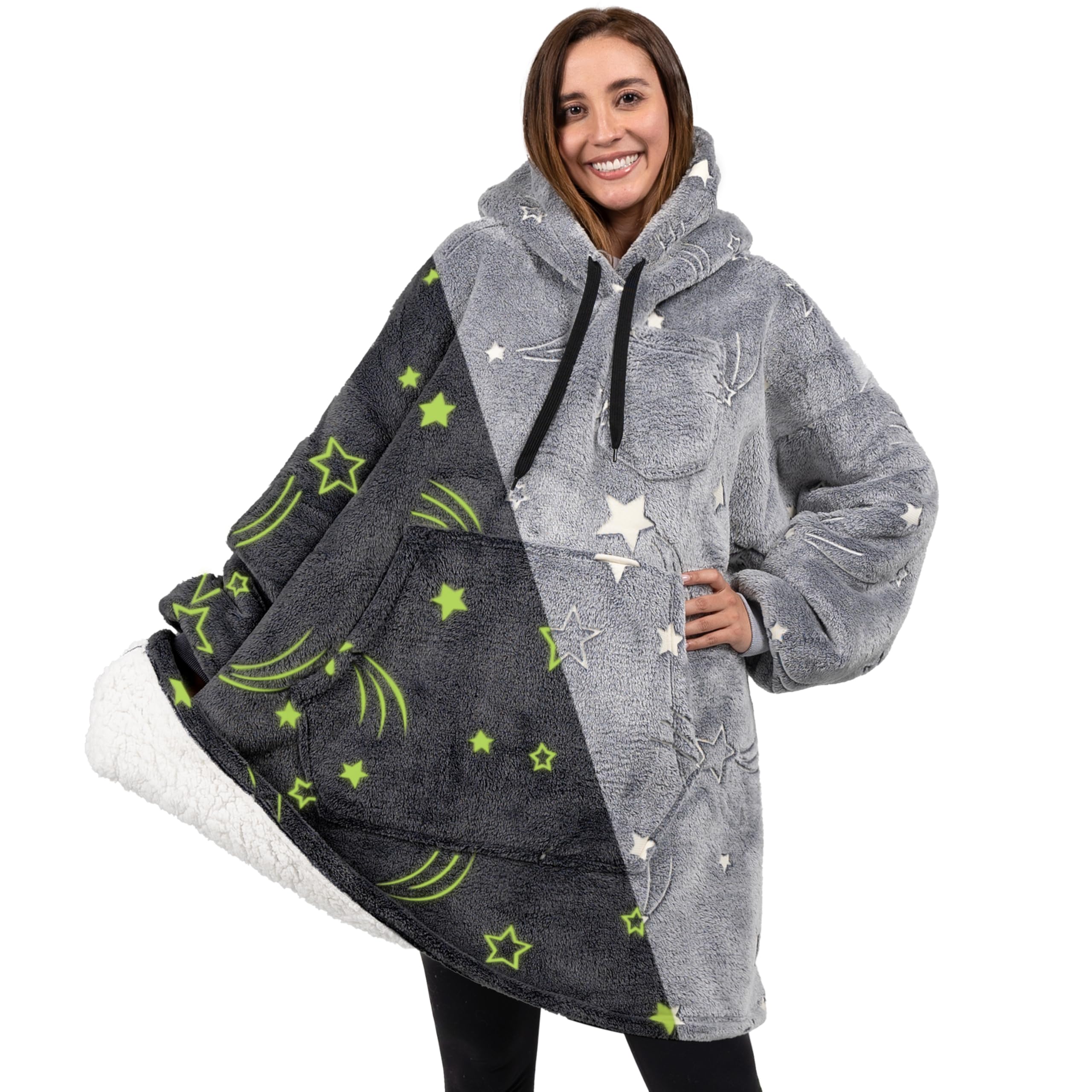 PAVILIA Women's Sherpa Wearable Blanket Hoodie - Oversized Cozy Fleece Sweatshirt Blanket with Hood for Men & Women | Perfect for Lounging, Netflix Nights & Outdoor Camping