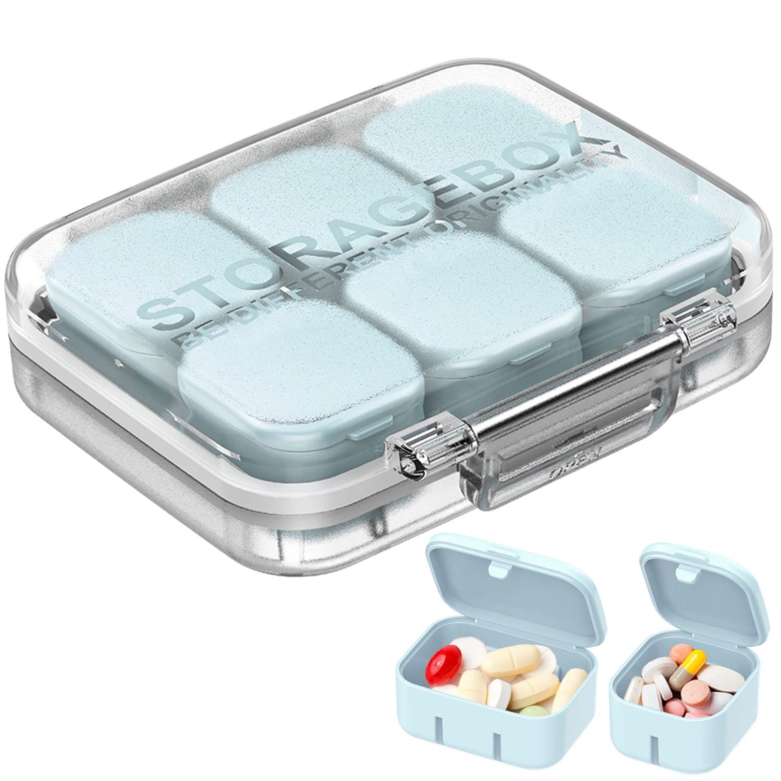 SOFISO 10-Day Pill Organizer - 4/6 Grid Adjustable Travel Medicine Box | Portable Waterproof Daily Pill Case for Vitamins, Fish Oil & Supplements | Perfect for Travel, Home Use & Medication Management