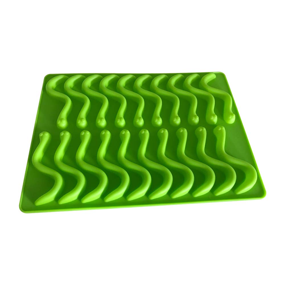 Premium 2-Pack Silicone Gummy Worm Molds - 20 Cavities with Bonus Dropper (Red & Green) for Candy Making & Ice Cubes | DIY Treats, Party Favors & Home Baking Accessories