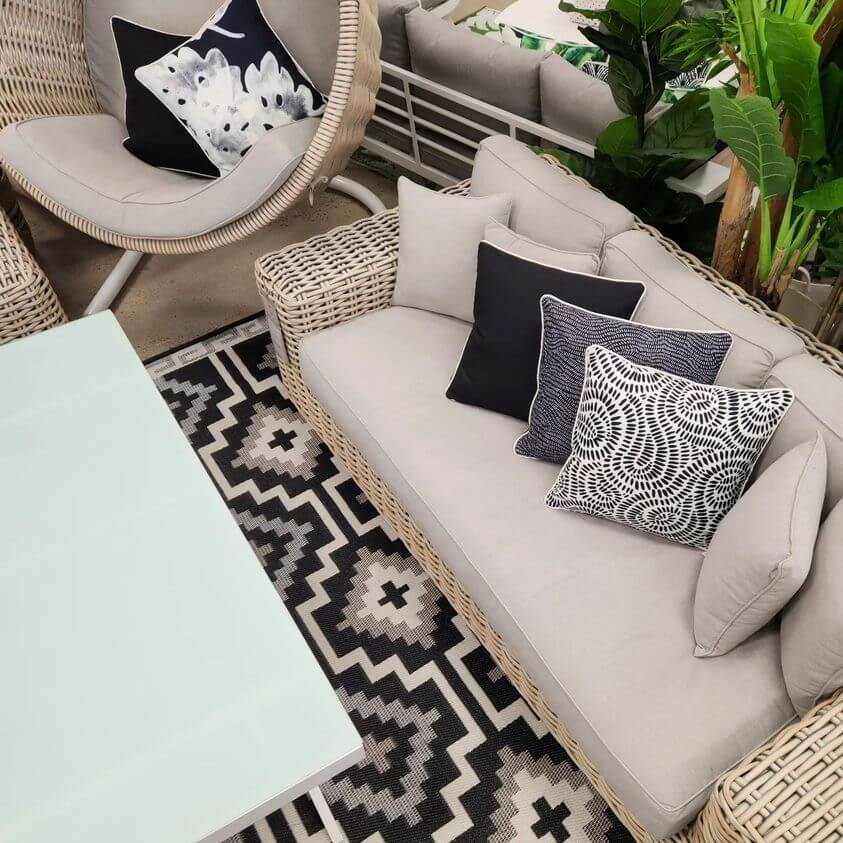 Premium Bondi Solid Black 45x45 cm Outdoor Cushion with Piping - Waterproof & UV Resistant for Patio Furniture, Garden Chairs, and Poolside Lounging