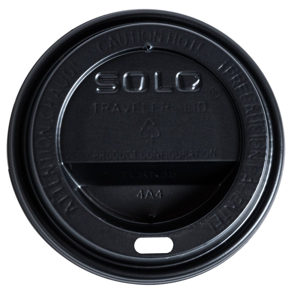 Solo TL31B2-0004 Black Plastic Travel Cup Lids - 1000 Pack for 12oz/16oz Paper Hot Cups | Perfect for Coffee Shops, Offices & Takeout Restaurants