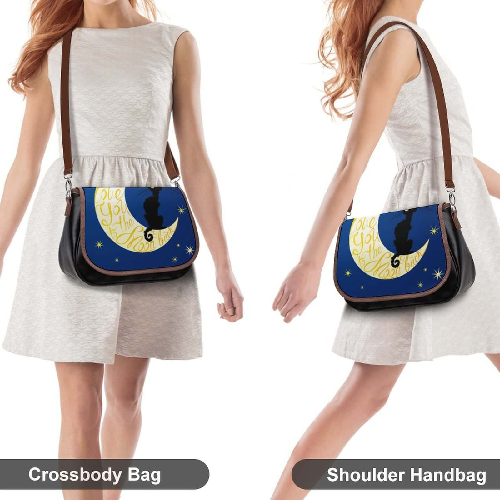 Stylish Women's Crossbody Bags - Genuine Leather Shoulder Purse with Star & Moon Design - Perfect for Work, Travel & Everyday Use