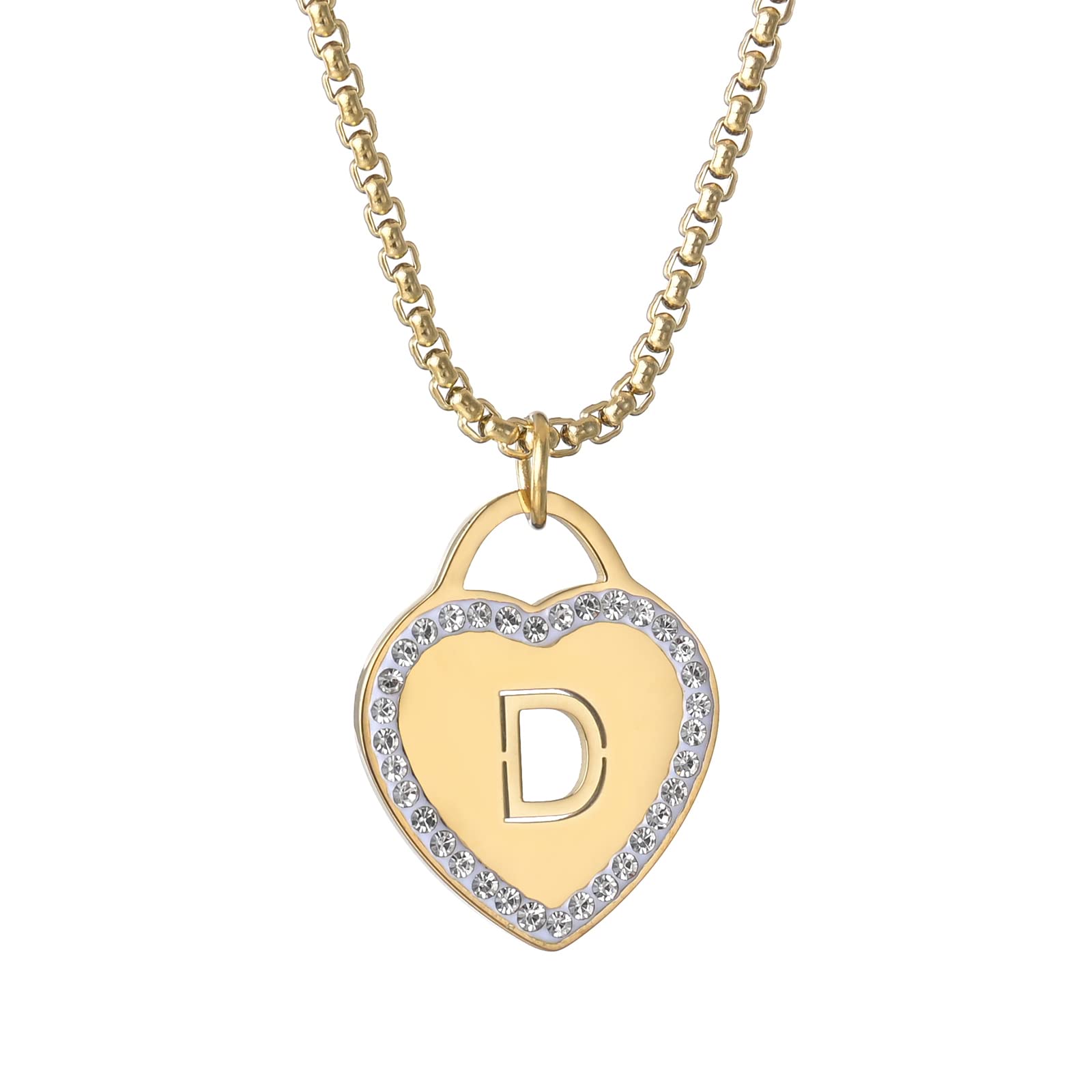 14K Gold Plated Stainless Steel Initial Necklace - Personalized A to Z Letter Charm Pendant for Women & Teen Girls | Heart-Shaped Choker Jewelry Gift for Birthday, Anniversary & Valentine's Day | Everyday Wear & Special Occasions