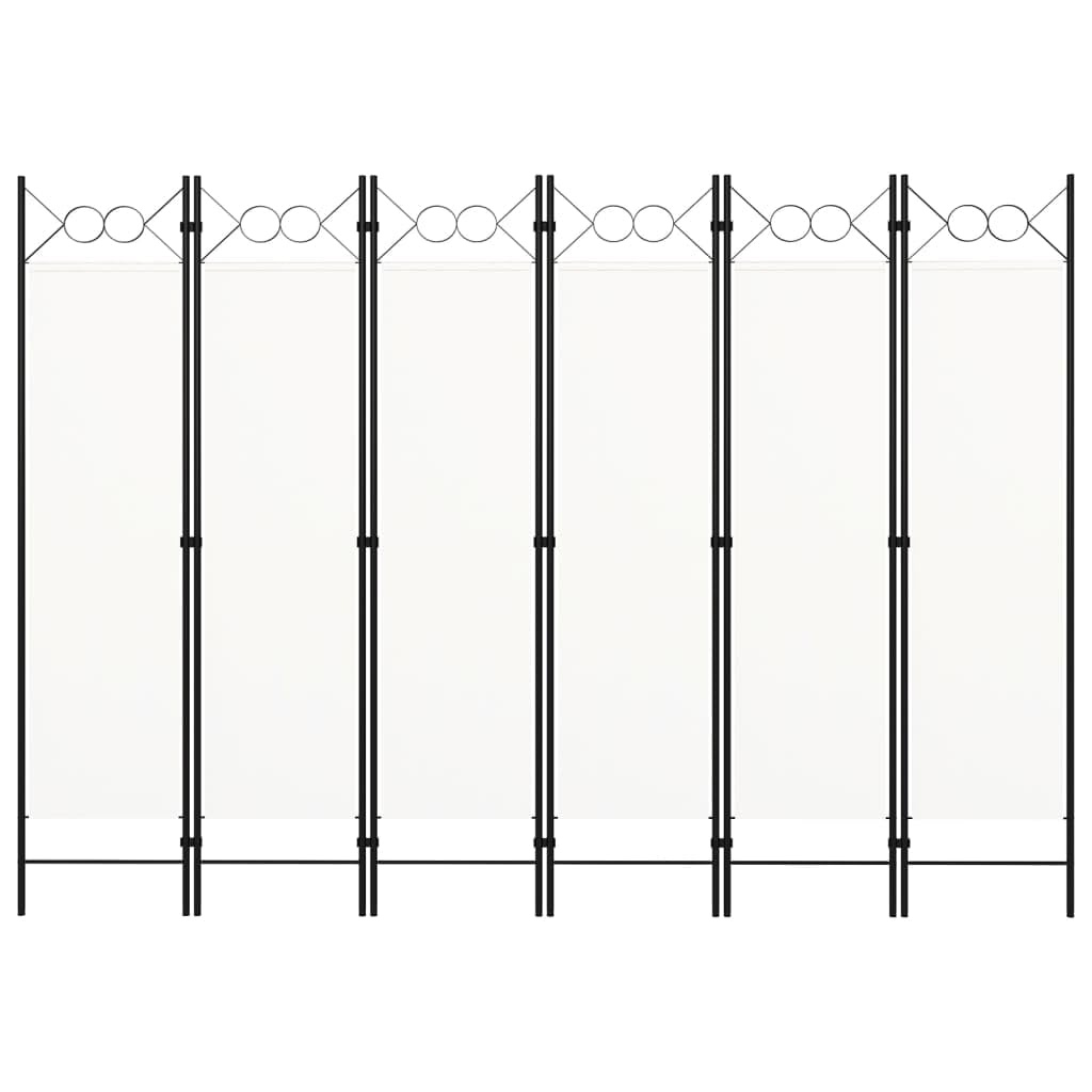 6-Panel White Room Divider Screen - 94.5