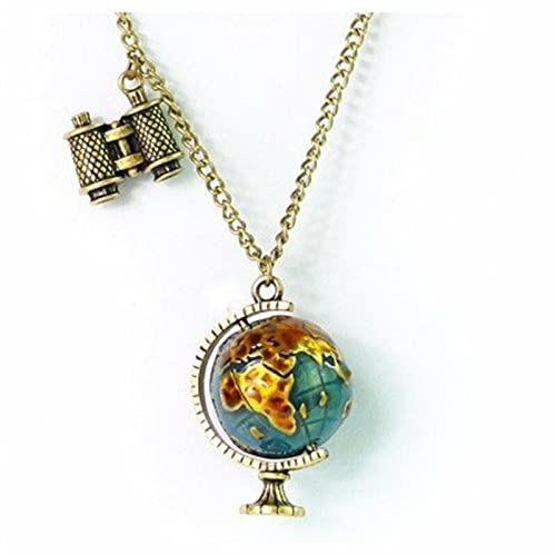Charm Globe Telescope Celebrity Bronze Pendant Necklace - Long Chain Vintage Jewelry for Women, Perfect for Gifts, Parties & Everyday Wear